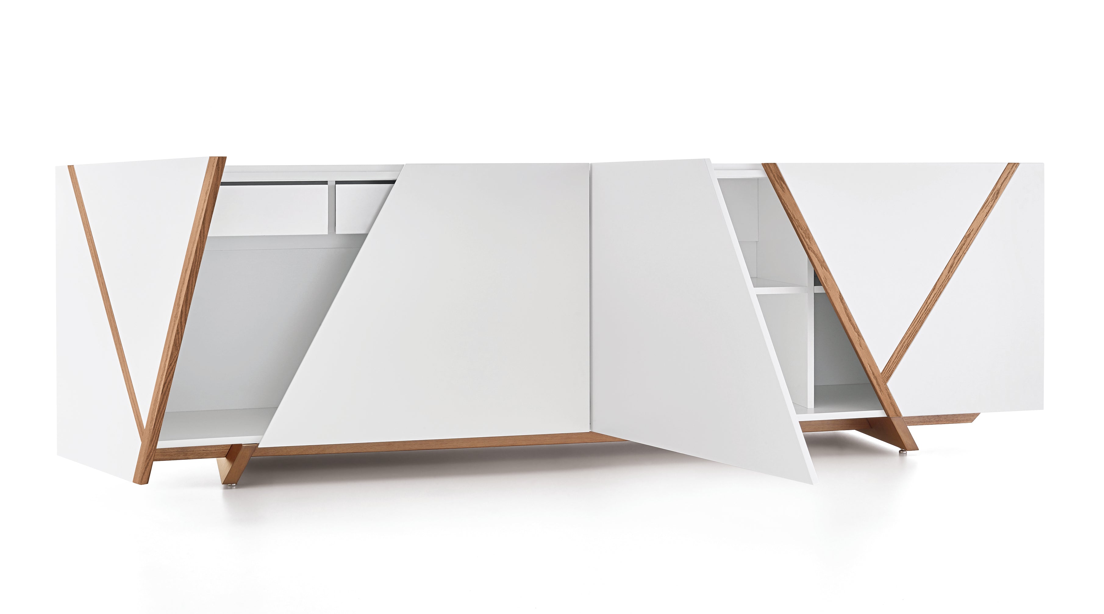 YPIS Sideboard 4 doors in Teak and Off-White