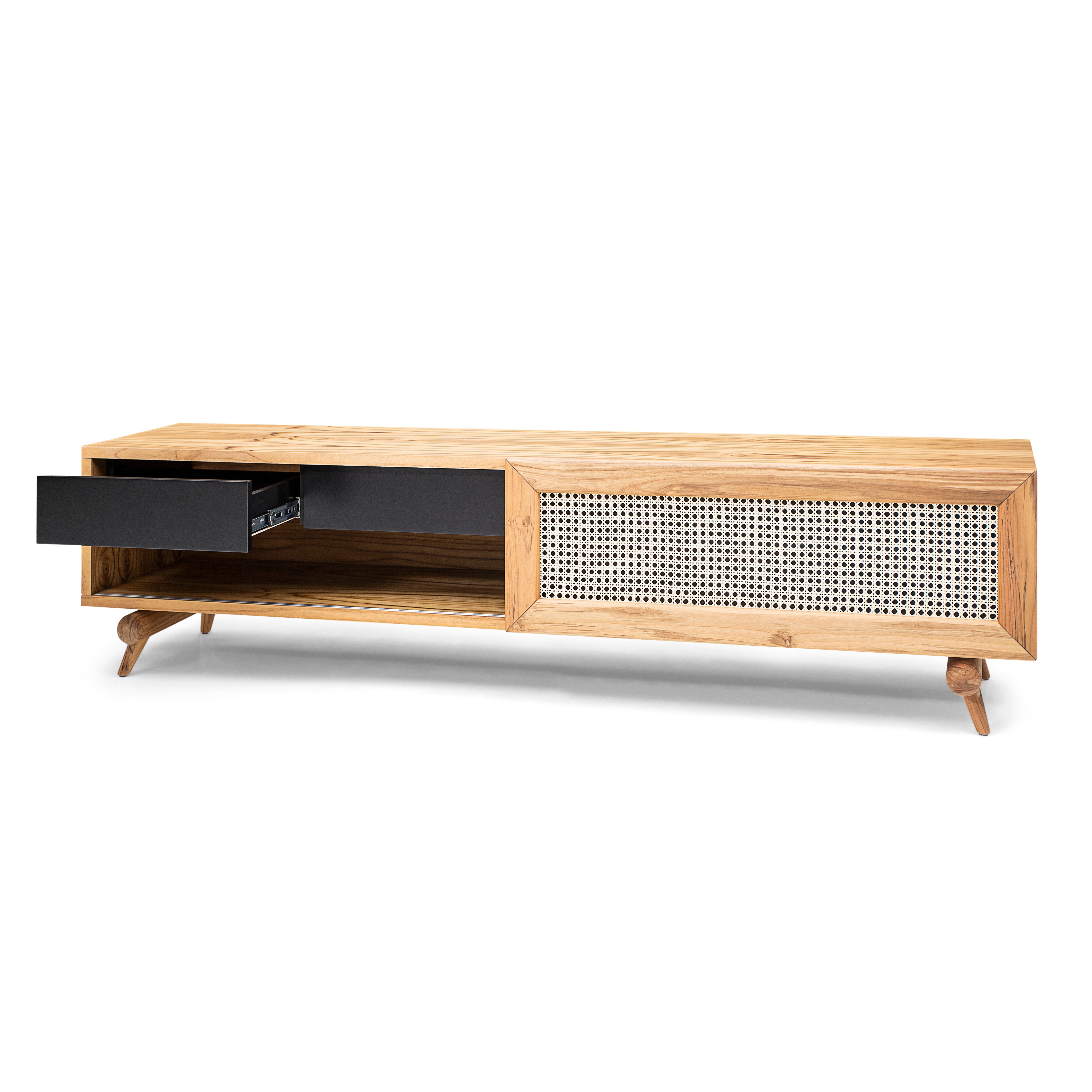 PLOT TV Stand in Teak with Natural Cane
