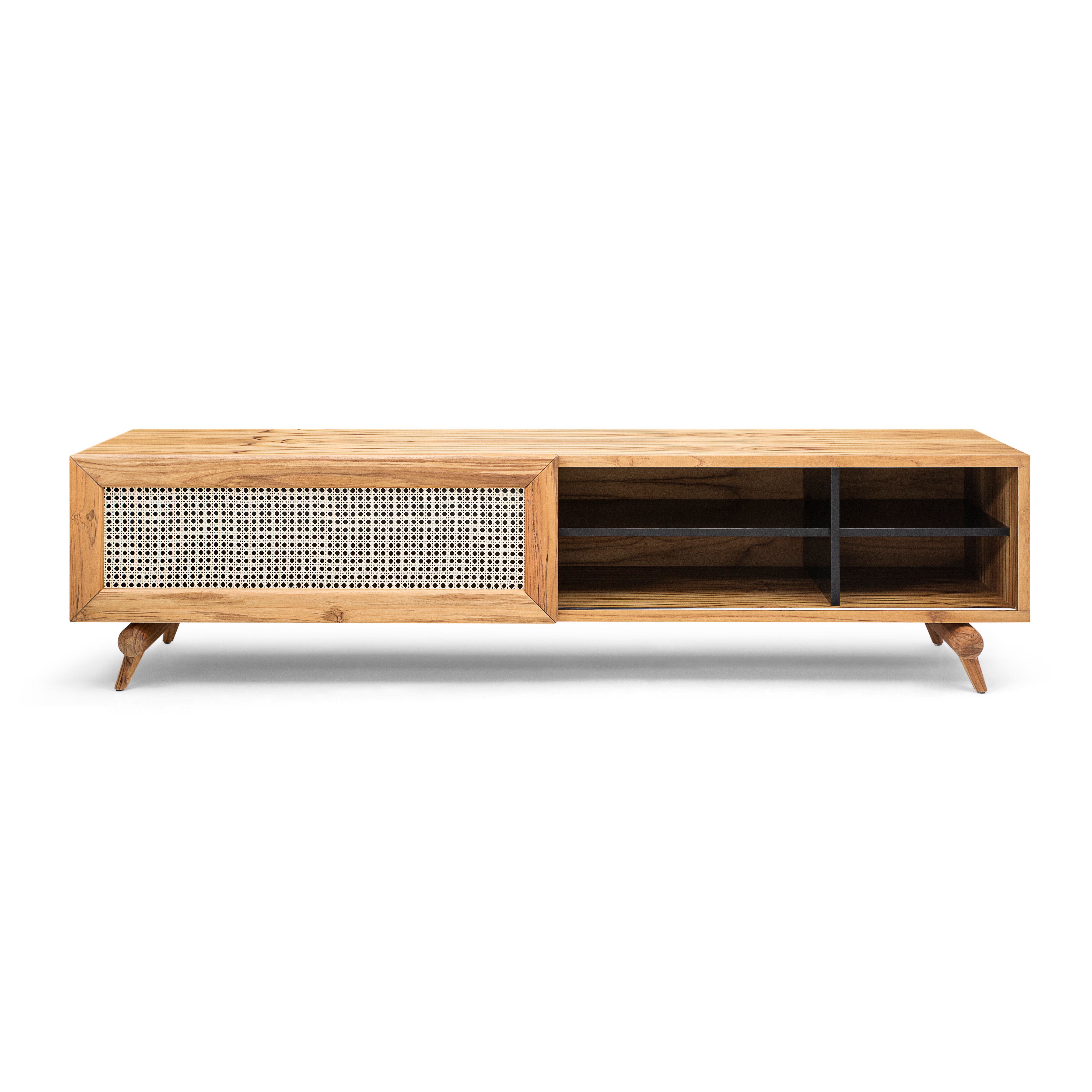 PLOT TV Stand in Teak with Natural Cane