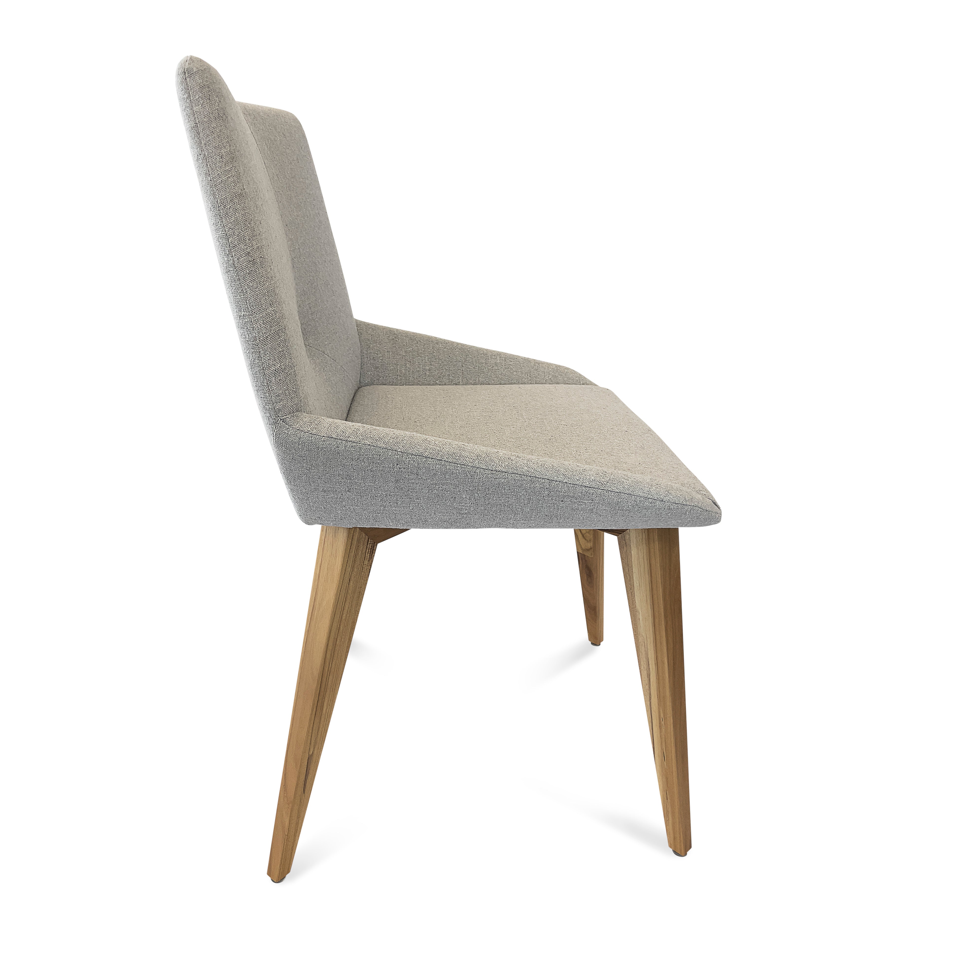 CUBI Dining Chair in Teak and Grey fabric