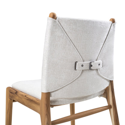 CAPPIO Dining Chair in Teak and Ivory fabric