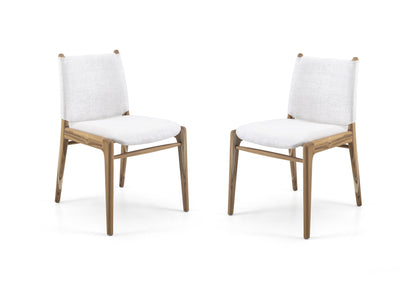 CAPPIO Dining Chair in Teak and Ivory fabric