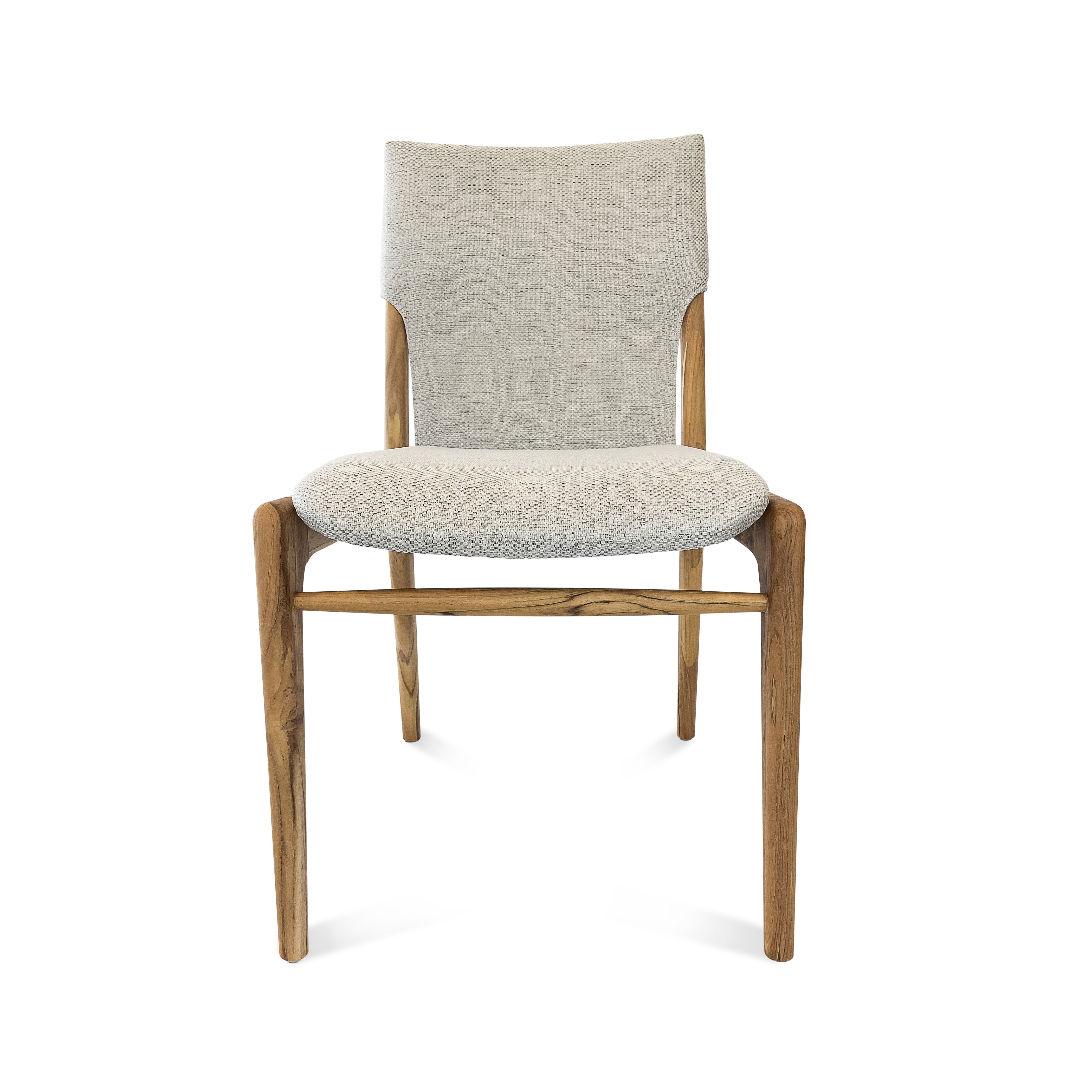 TRESS Dining Chair in Teak and Oatmeal fabric