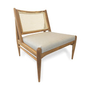 DONNA Armchair in Teak and Beige fabric