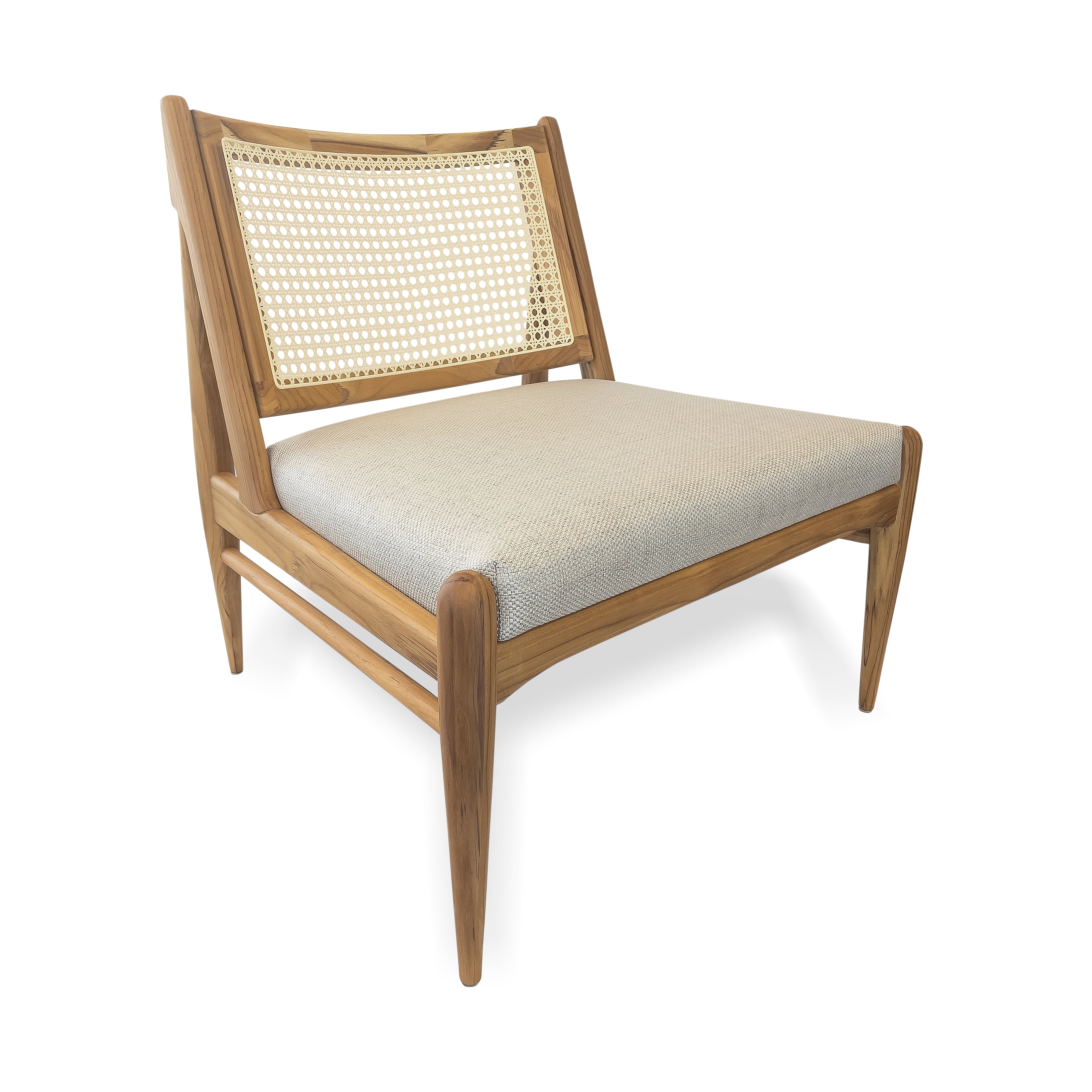 DONNA Armchair in Teak and Beige fabric