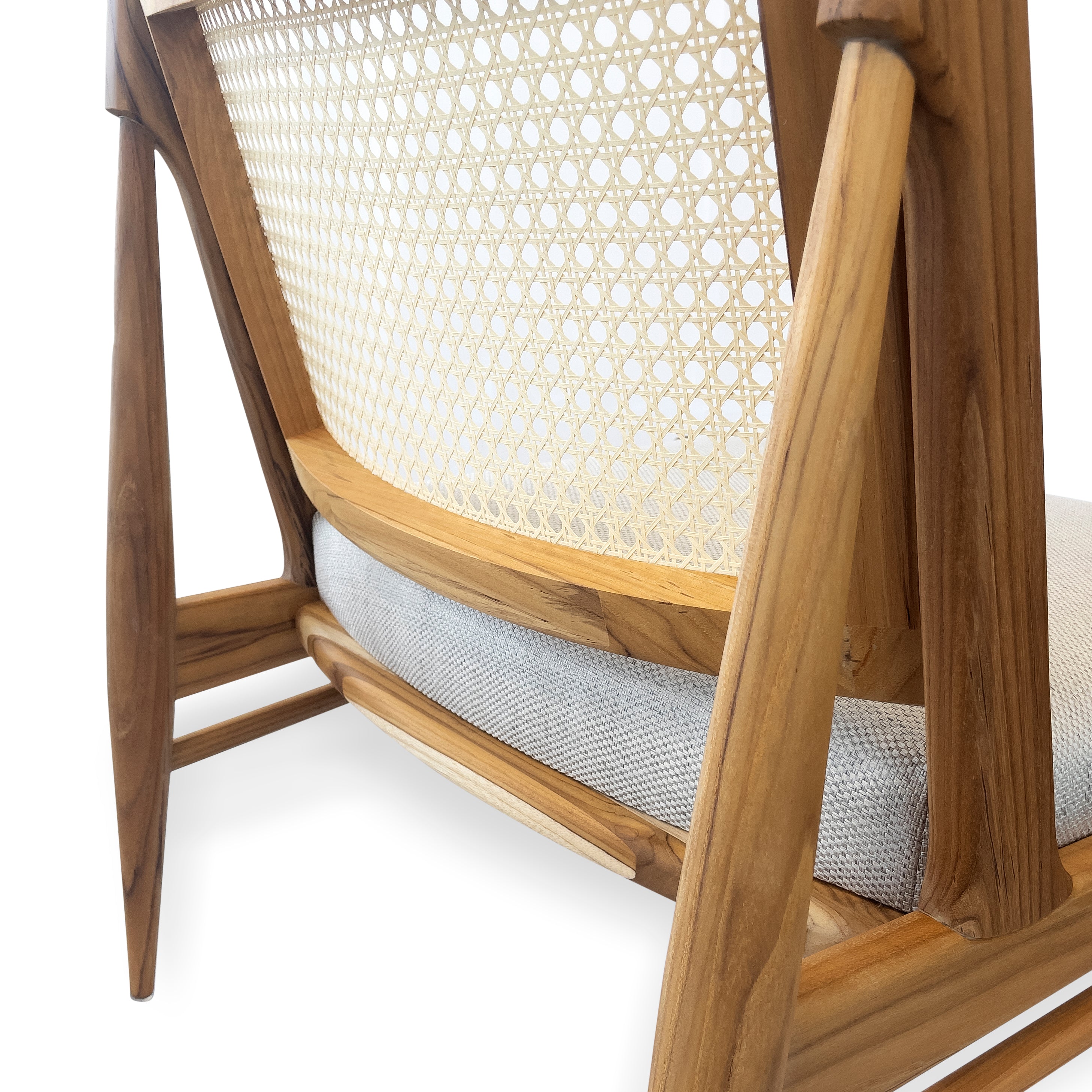 DONNA Armchair in Teak and Beige fabric
