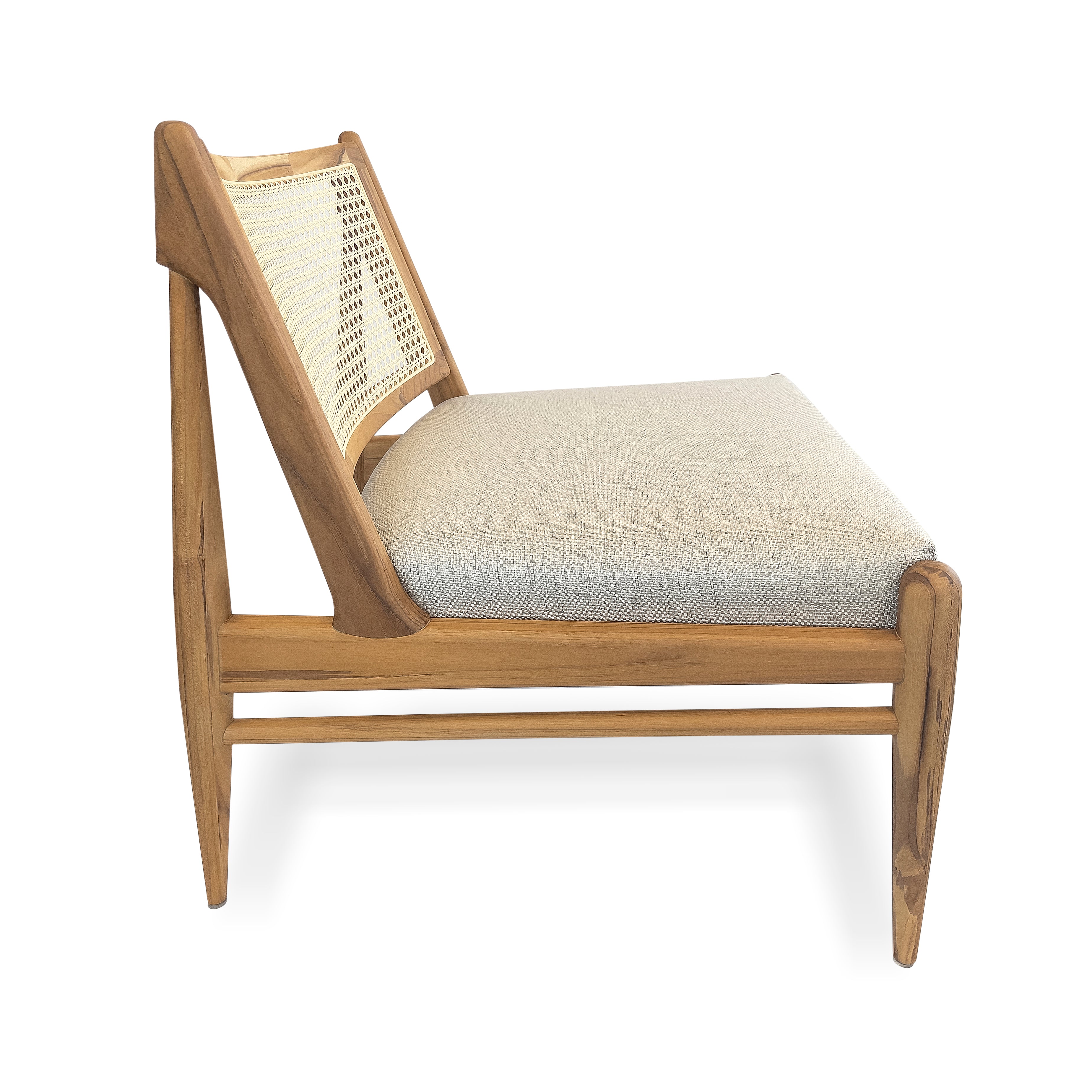 DONNA Armchair in Teak and Beige fabric