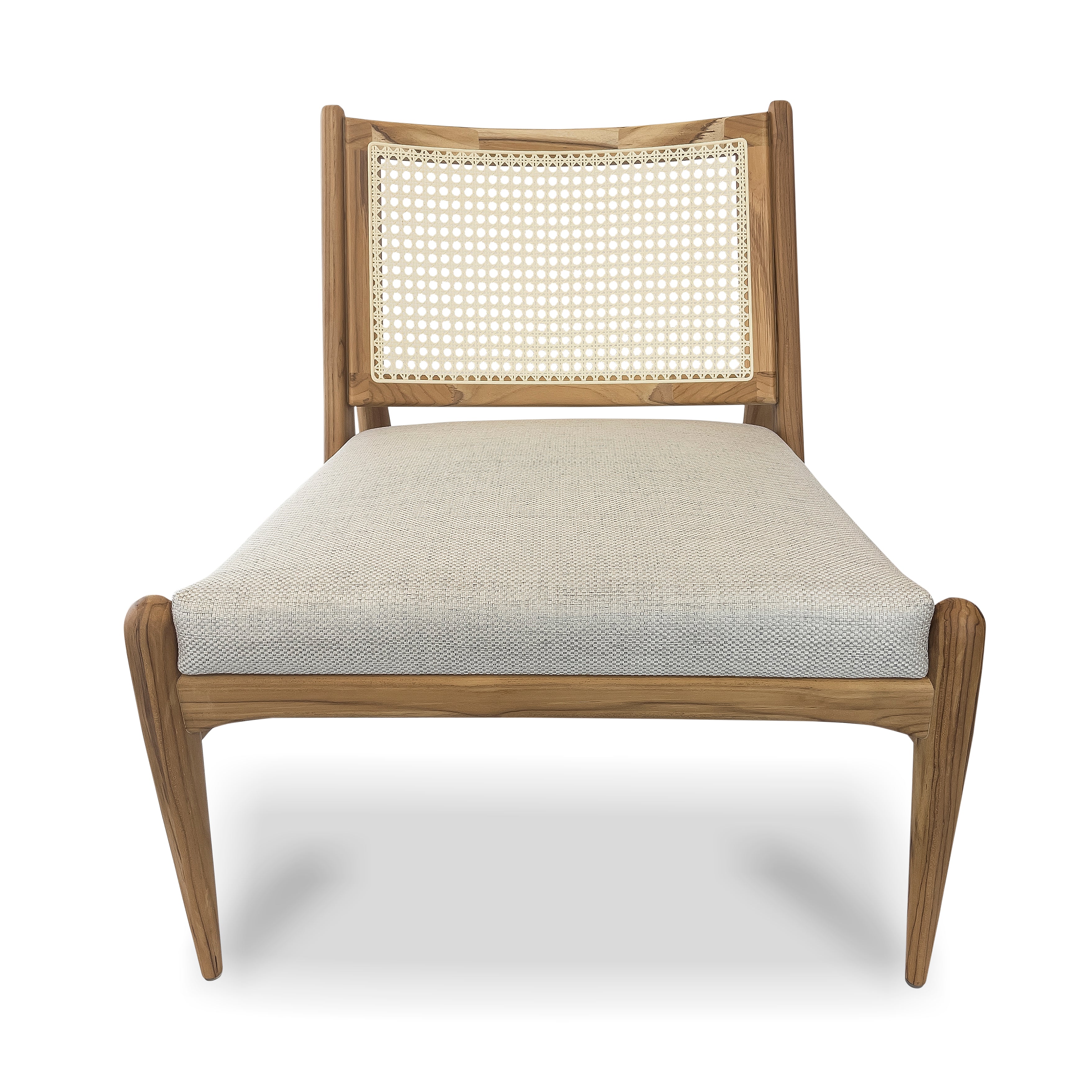DONNA Armchair in Teak and Beige fabric