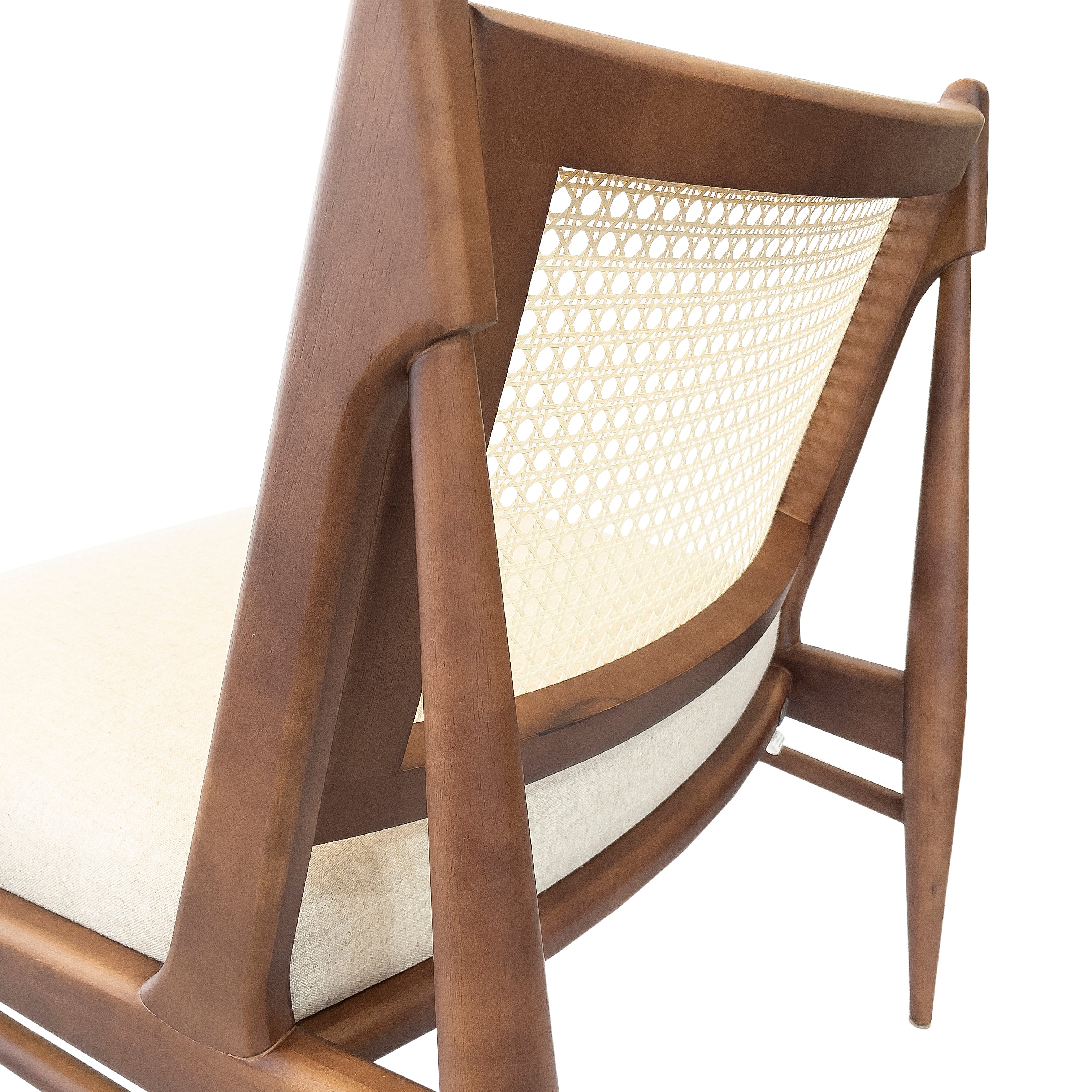 DONNA Armchair in Walnut and Oatmeal fabric
