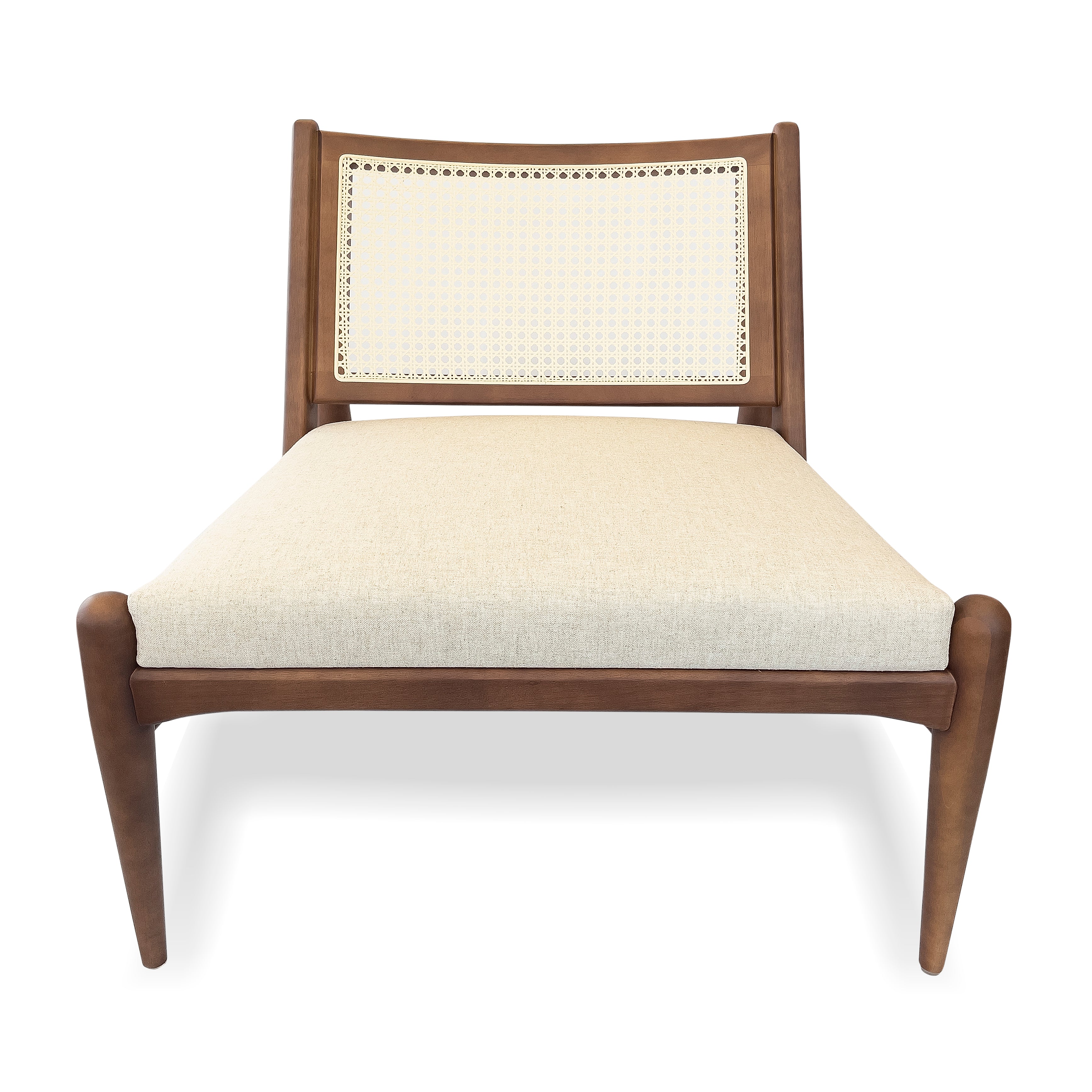 DONNA Armchair in Walnut and Oatmeal fabric