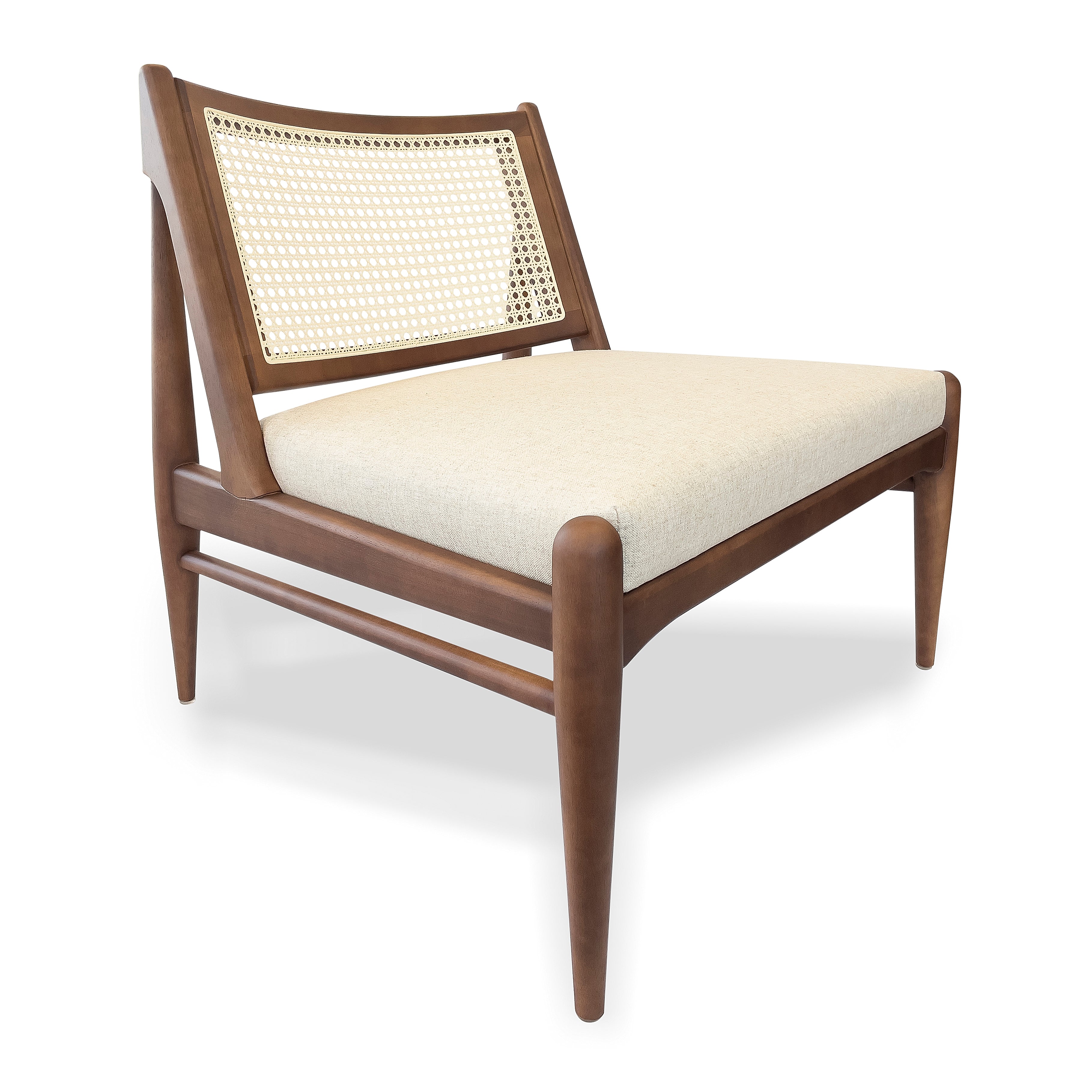 DONNA Armchair in Walnut and Oatmeal fabric