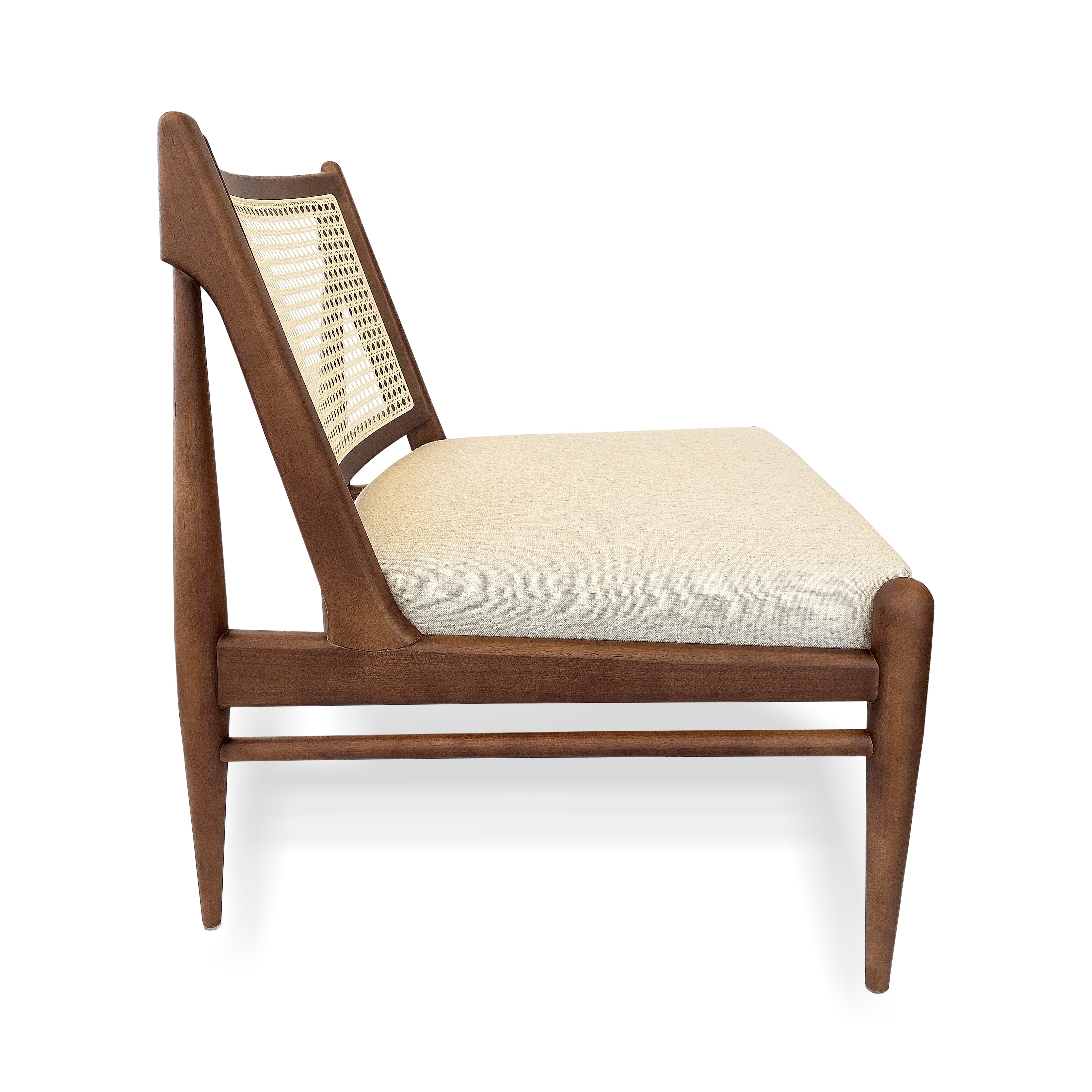 DONNA Armchair in Walnut and Oatmeal fabric