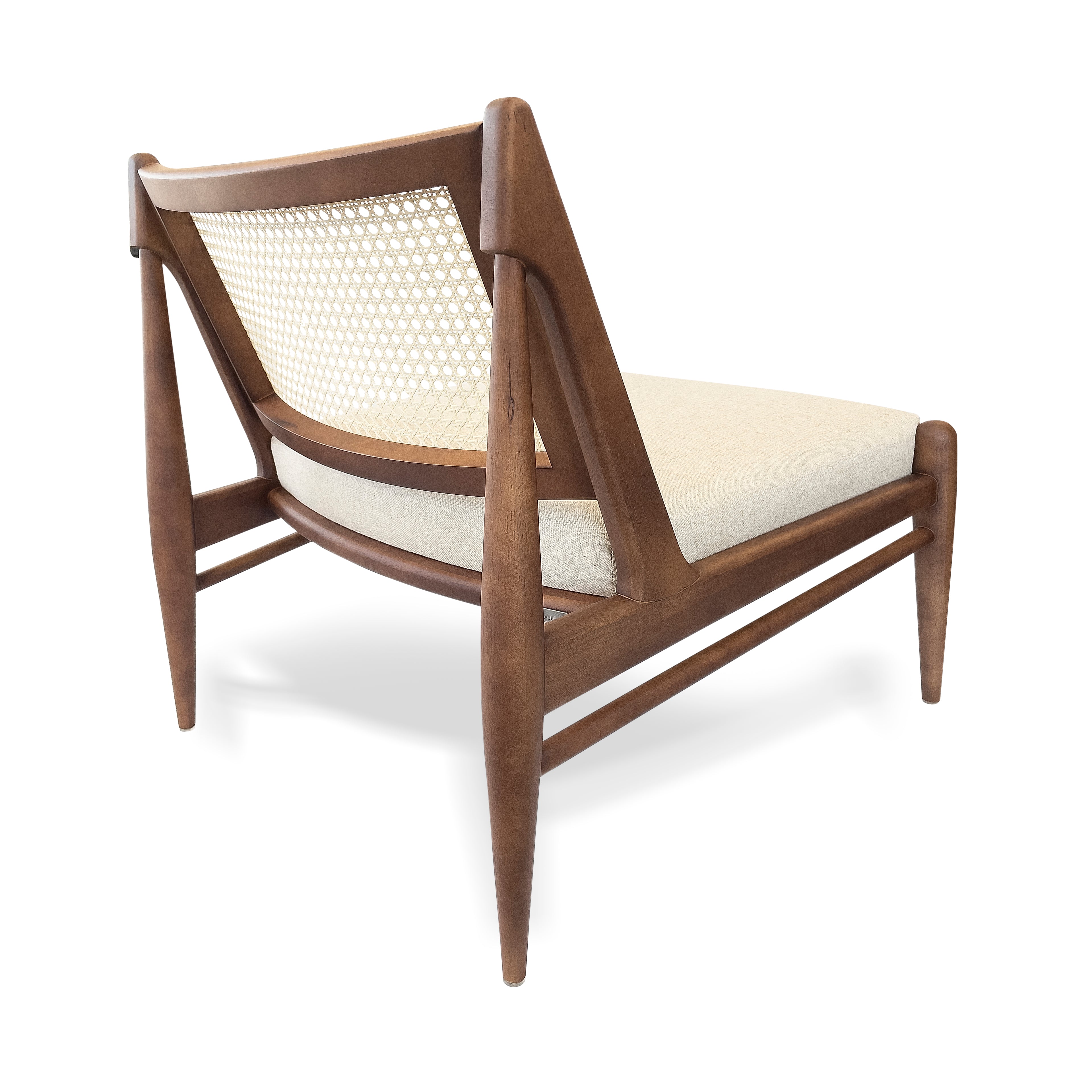 DONNA Armchair in Walnut and Oatmeal fabric