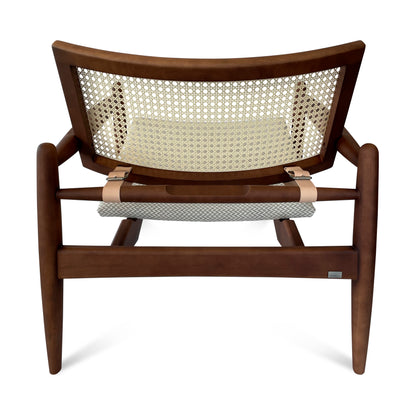 SOHO Armchair in Walnut and Gray/White fabric