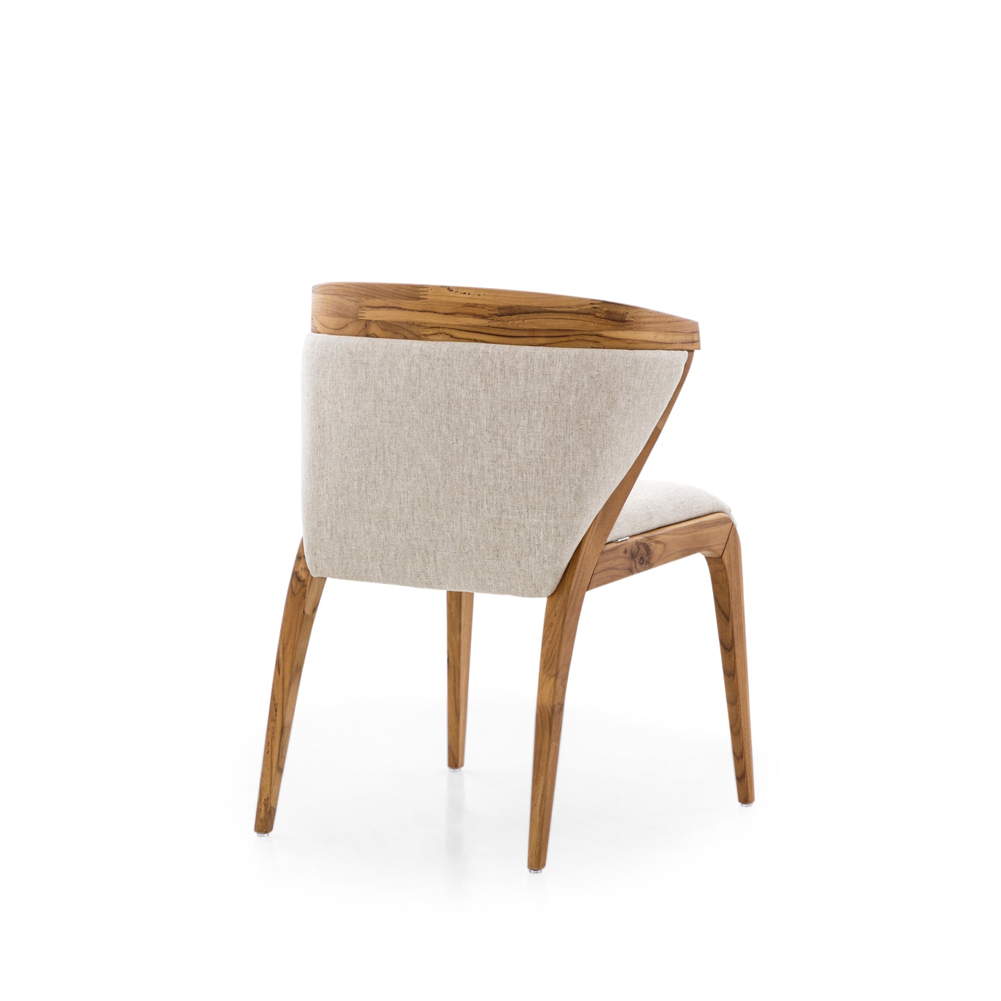 MAT Upholstered Dining Chair in Teak and Oatmeal fabric