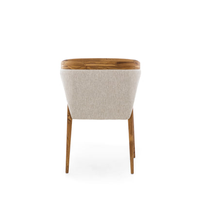 MAT Upholstered Dining Chair in Teak and Oatmeal fabric