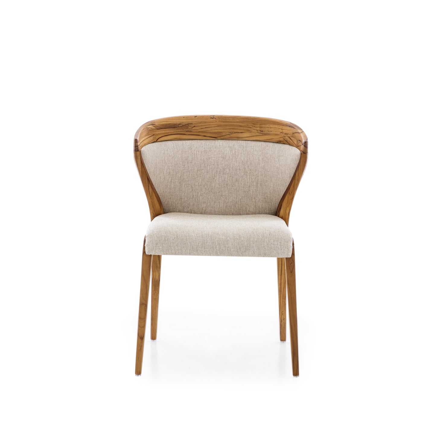 MAT Upholstered Dining Chair in Teak and Oatmeal fabric