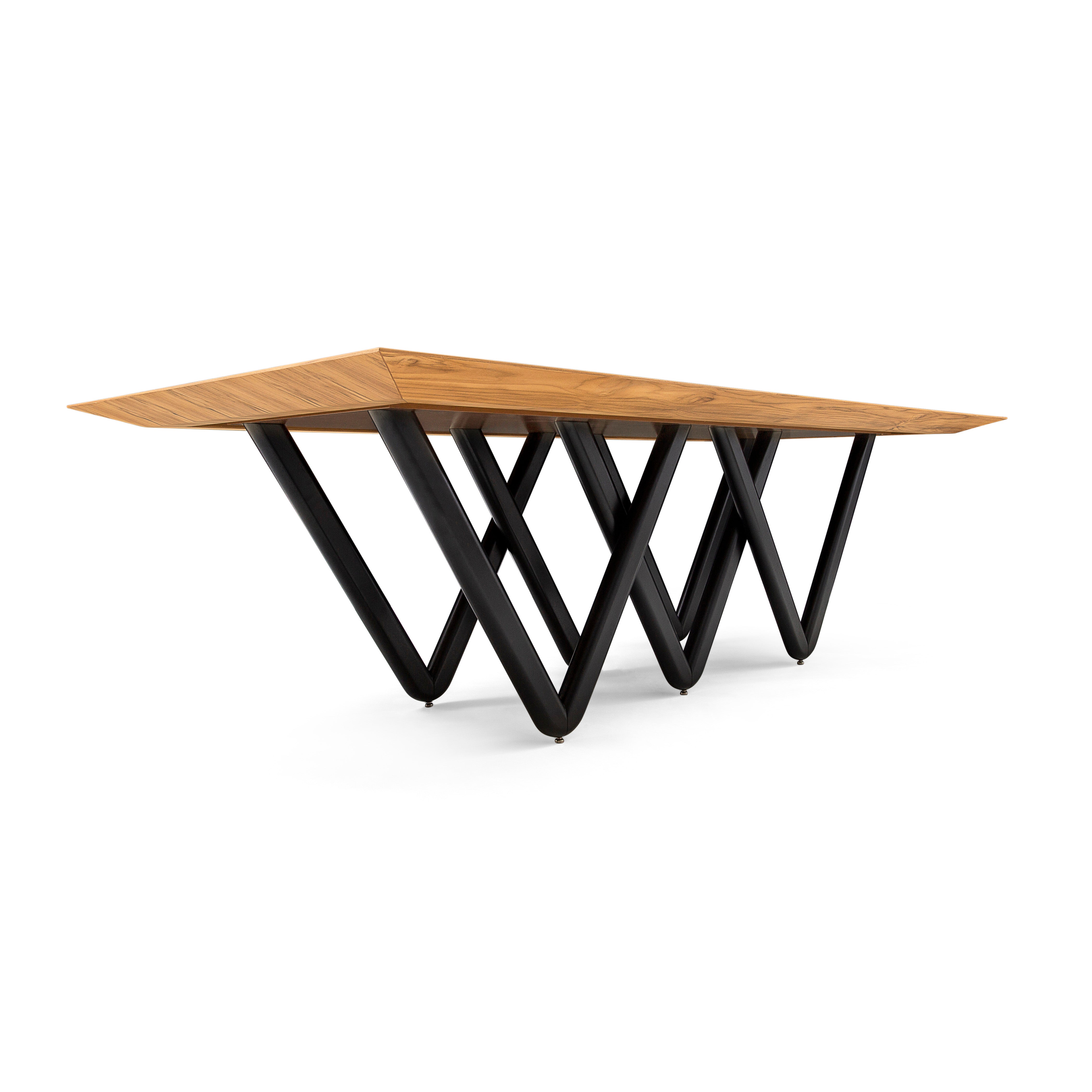 DABLIO Dining Table in Teak and Black 98"