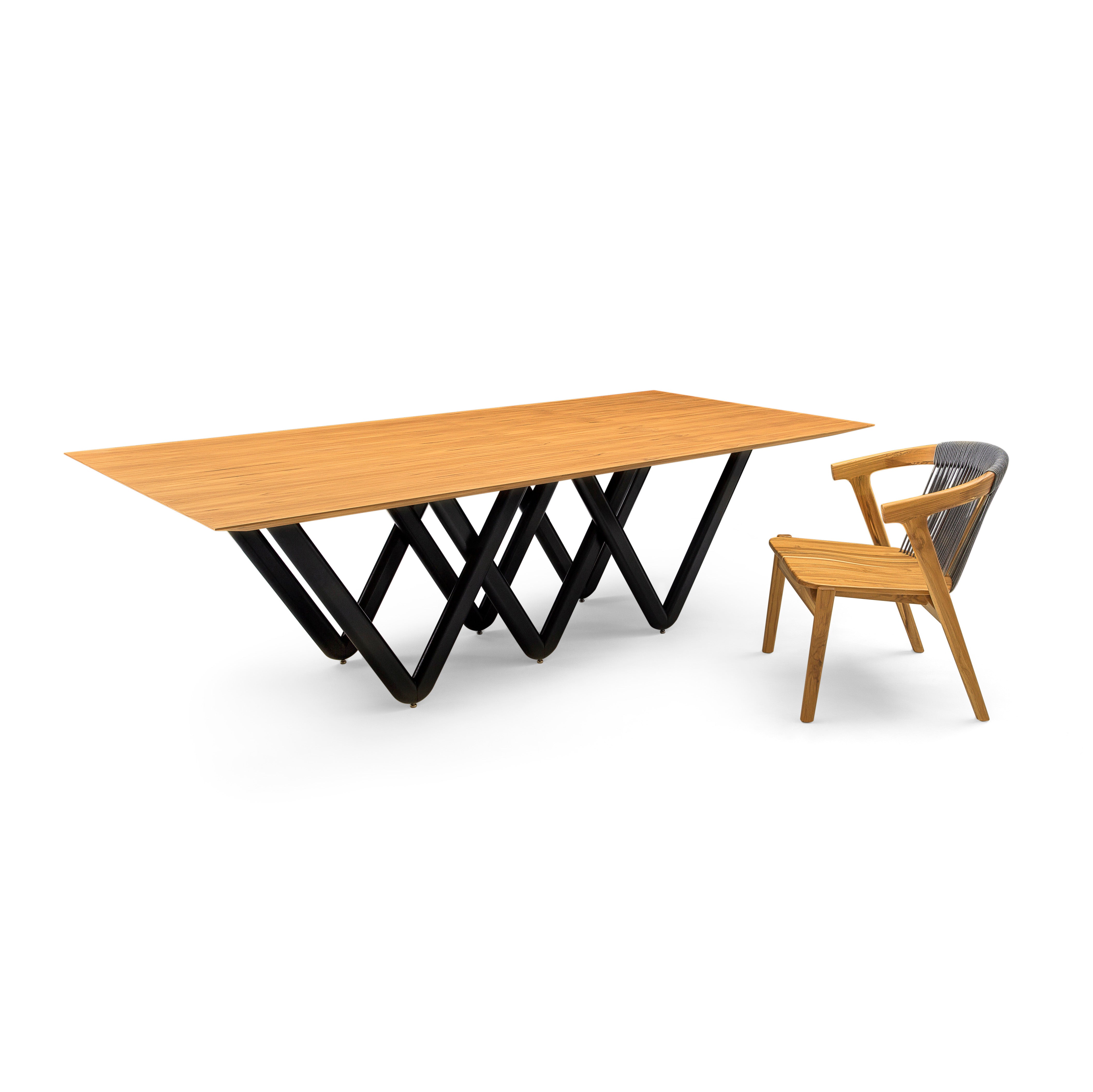 DABLIO Dining Table in Teak and Black 98"