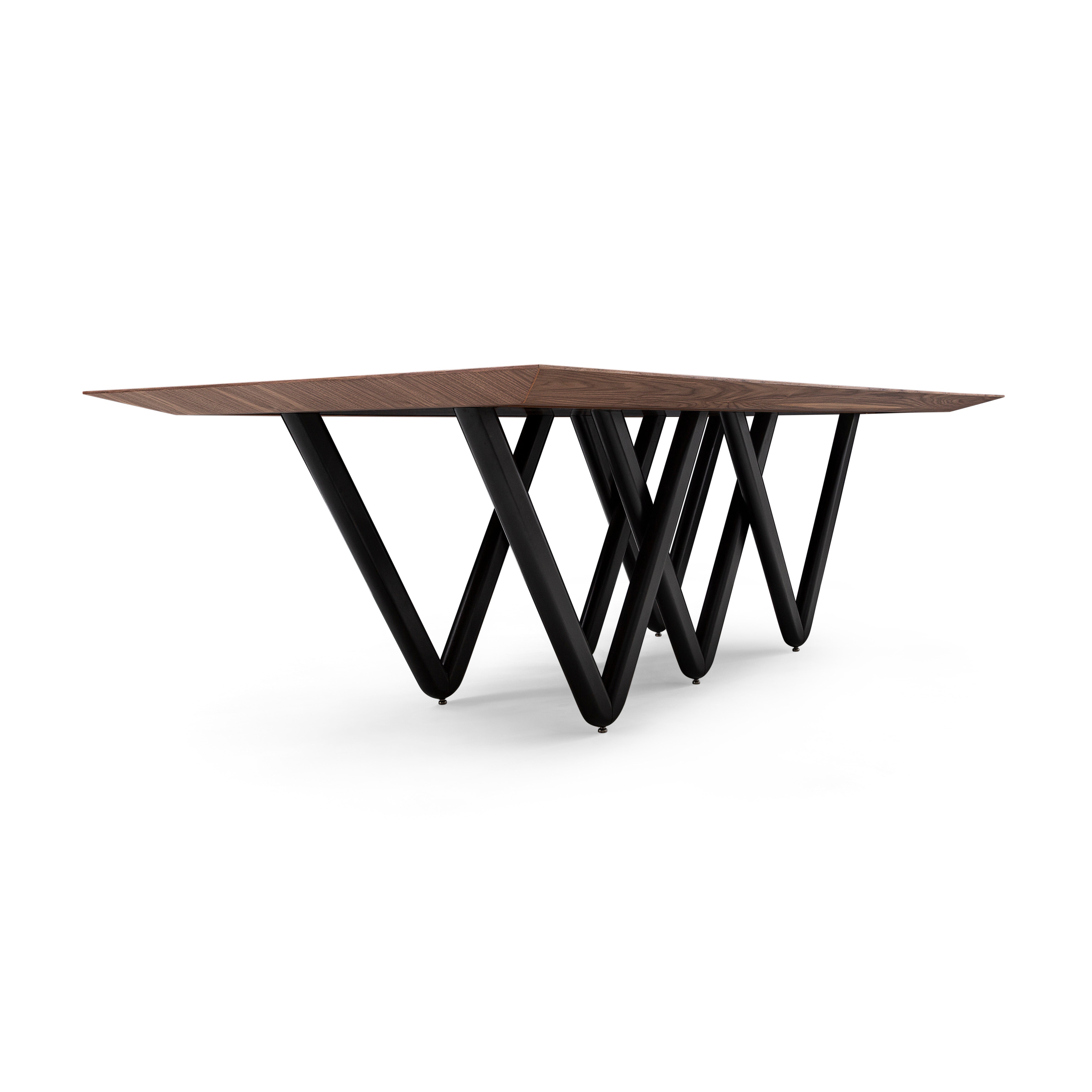 DABLIO Dining Table in Walnut and Black 98"