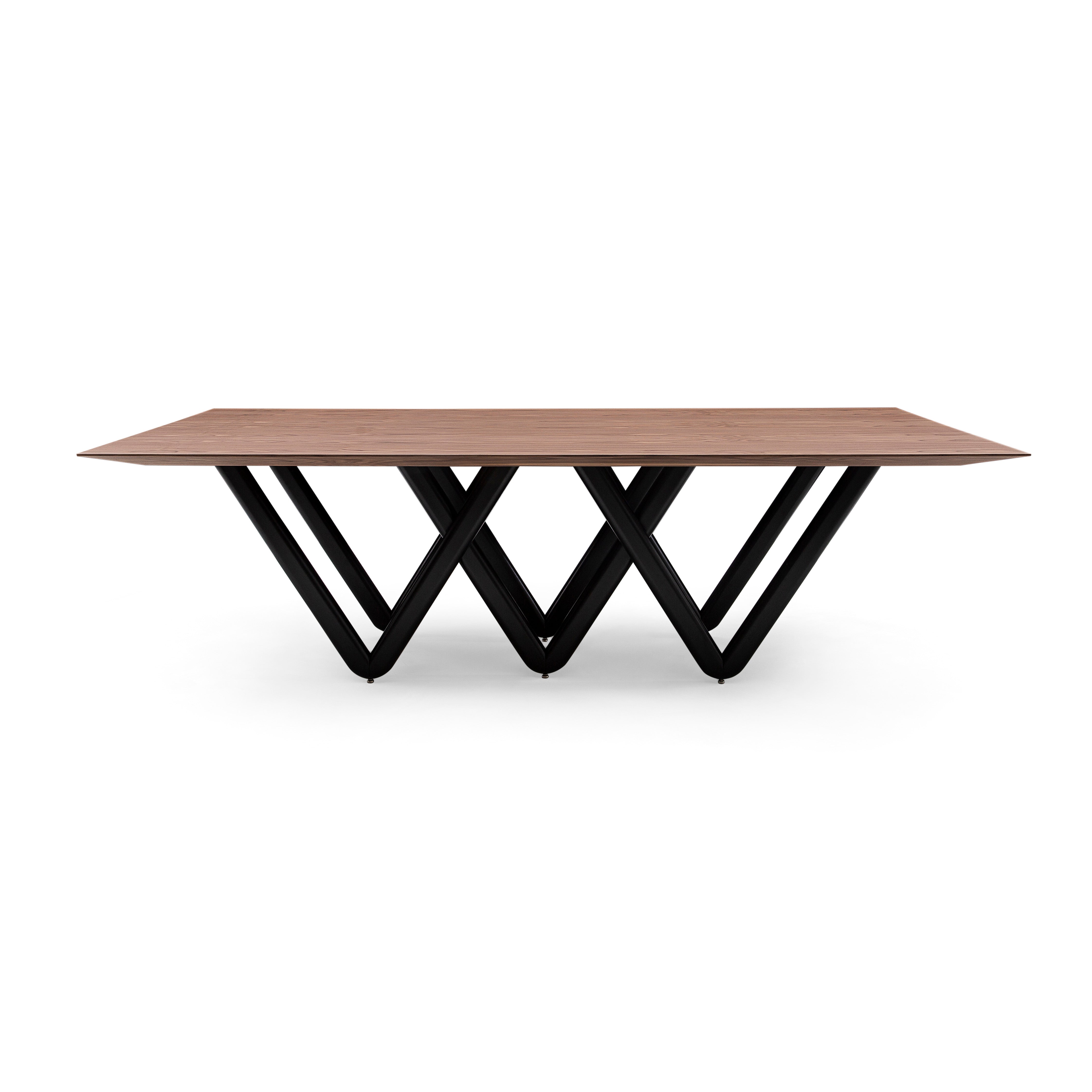 DABLIO Dining Table in Walnut and Black 98"