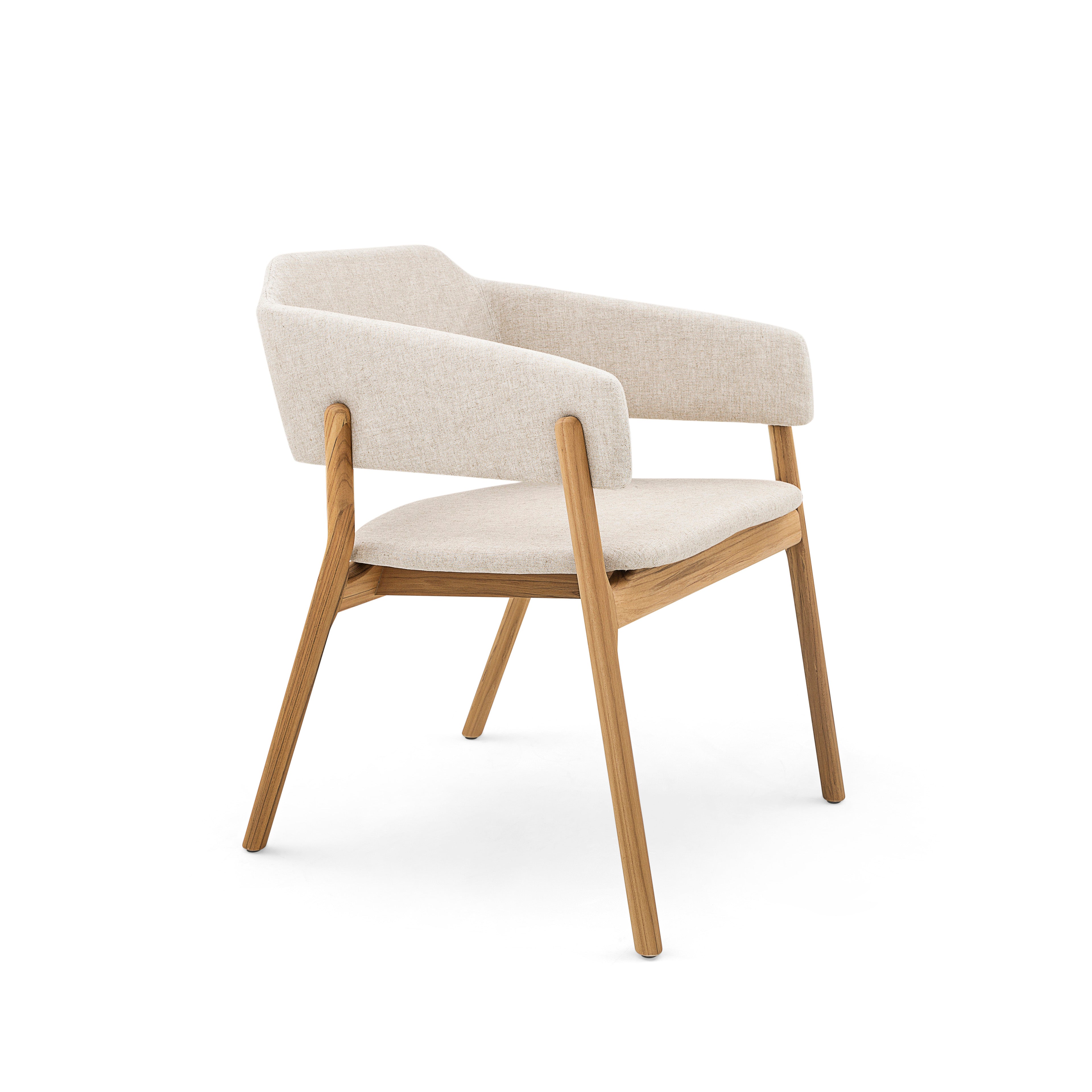STUZI Dining Chair in Teak and Oatmeal fabric