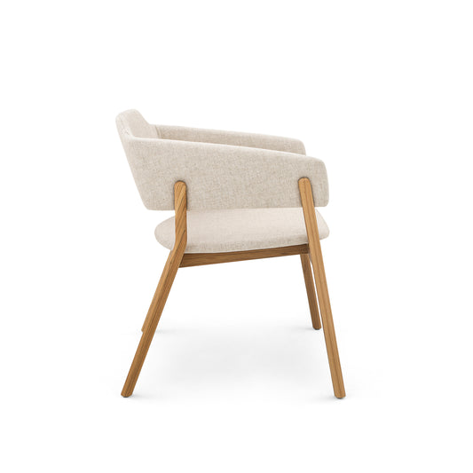 STUZI Dining Chair in Teak and Oatmeal fabric