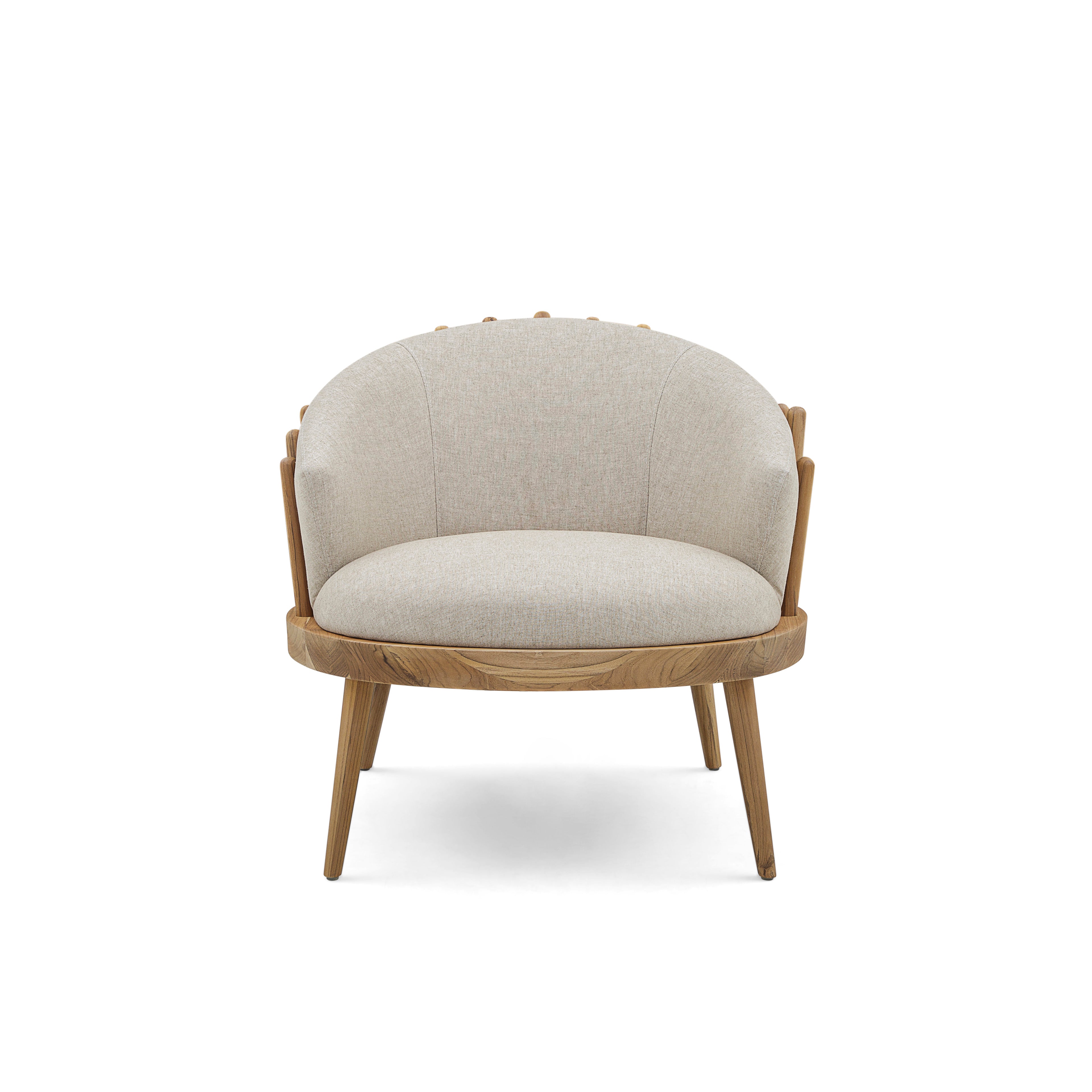 FANE Armchair in Teak and Oatmeal fabric
