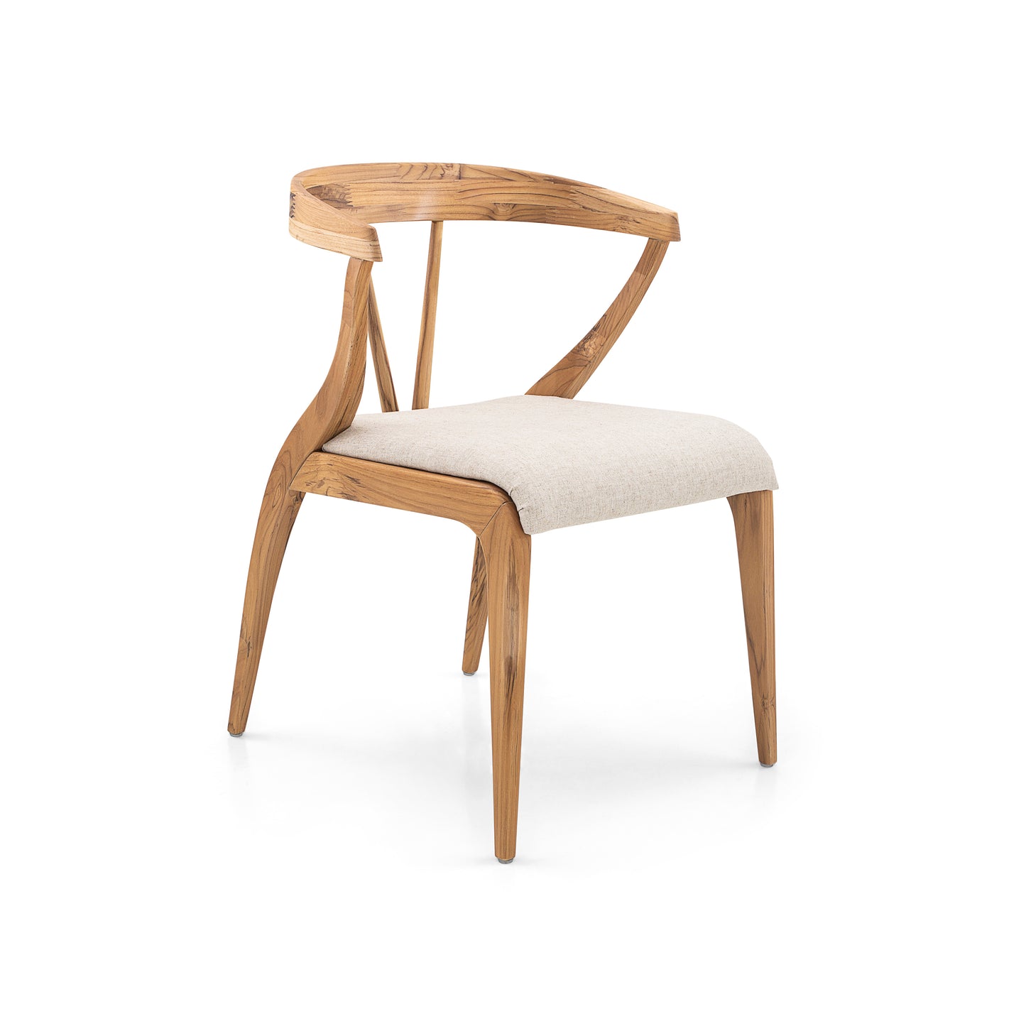 MAT Dining Chair in Teak and Oatmeal fabric