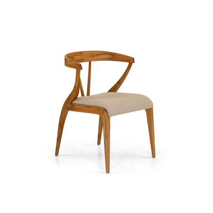 MAT Dining Chair in Teak and Oatmeal fabric