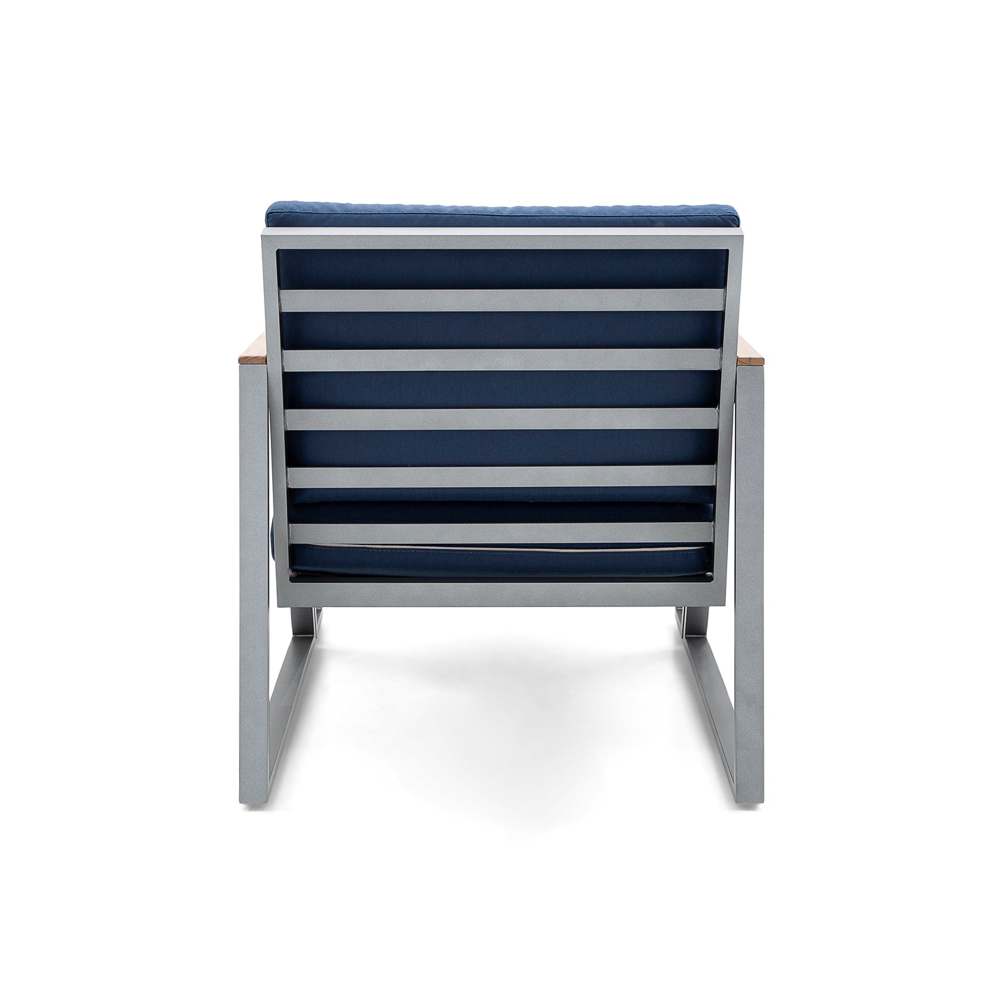 SCALENE Armchair in Graphite and Teak with Dark Blue fabric