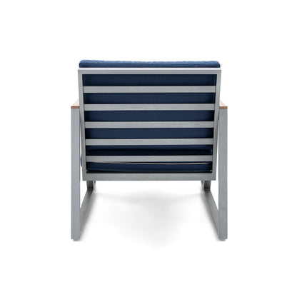 SCALENE Armchair in Graphite and Teak with Dark Blue fabric