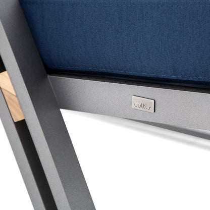 SCALENE Armchair in Graphite and Teak with Dark Blue fabric
