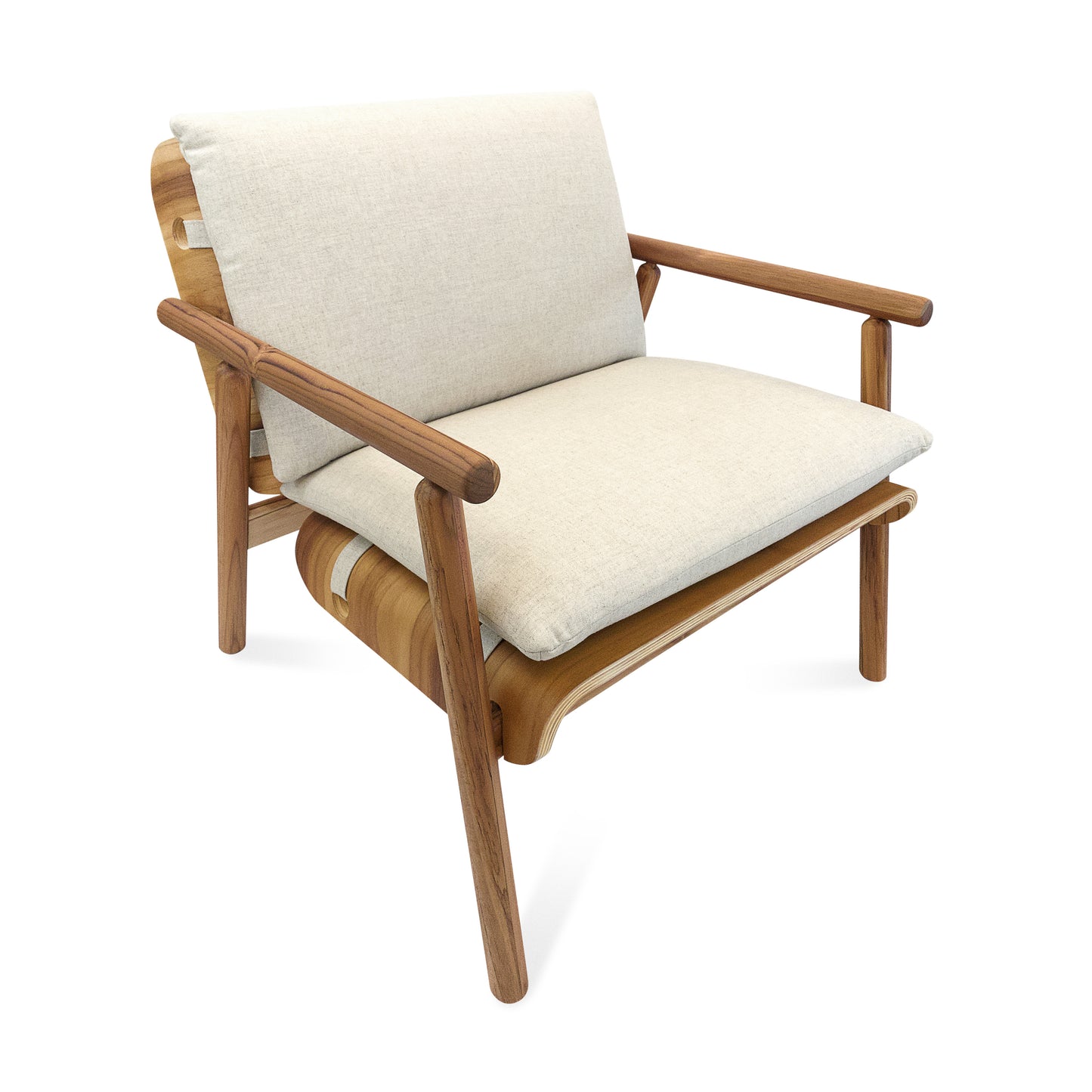 TAI Armchair in Teak and Oatmeal fabric