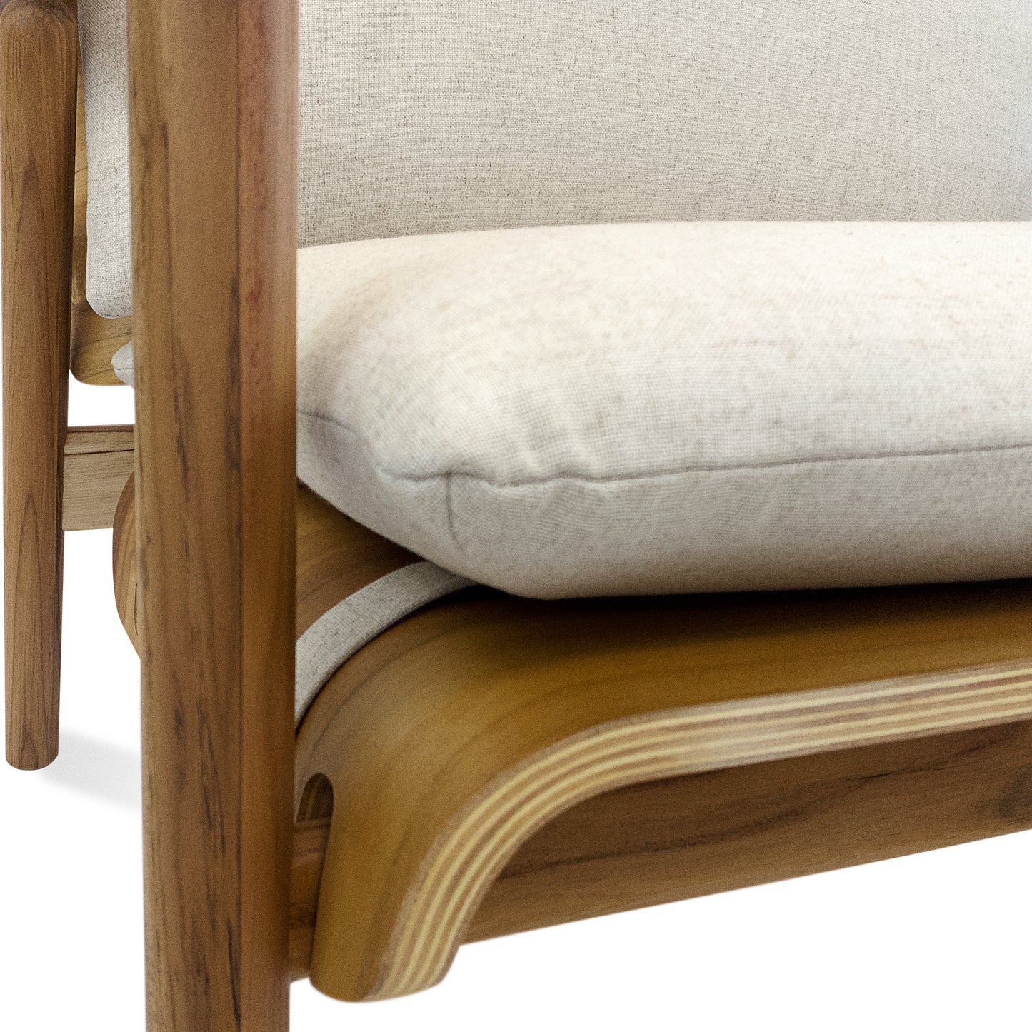 TAI Armchair in Teak and Oatmeal fabric