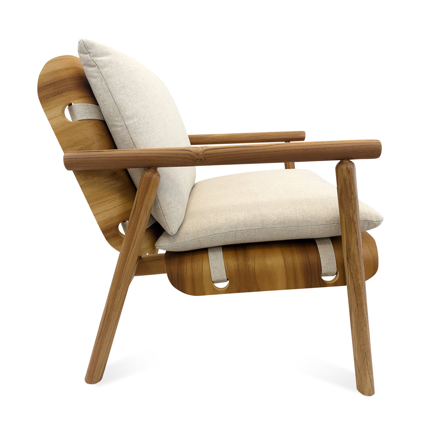 TAI Armchair in Teak and Oatmeal fabric