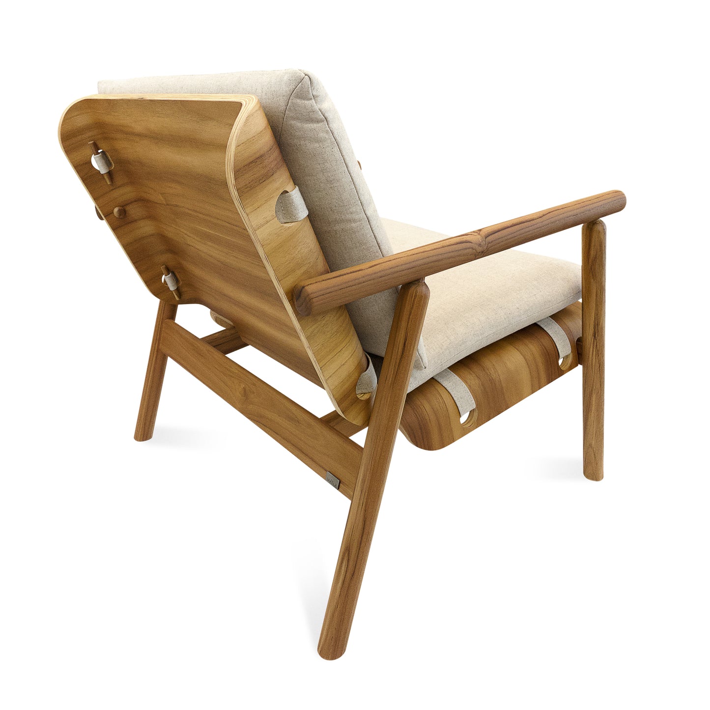 TAI Armchair in Teak and Oatmeal fabric