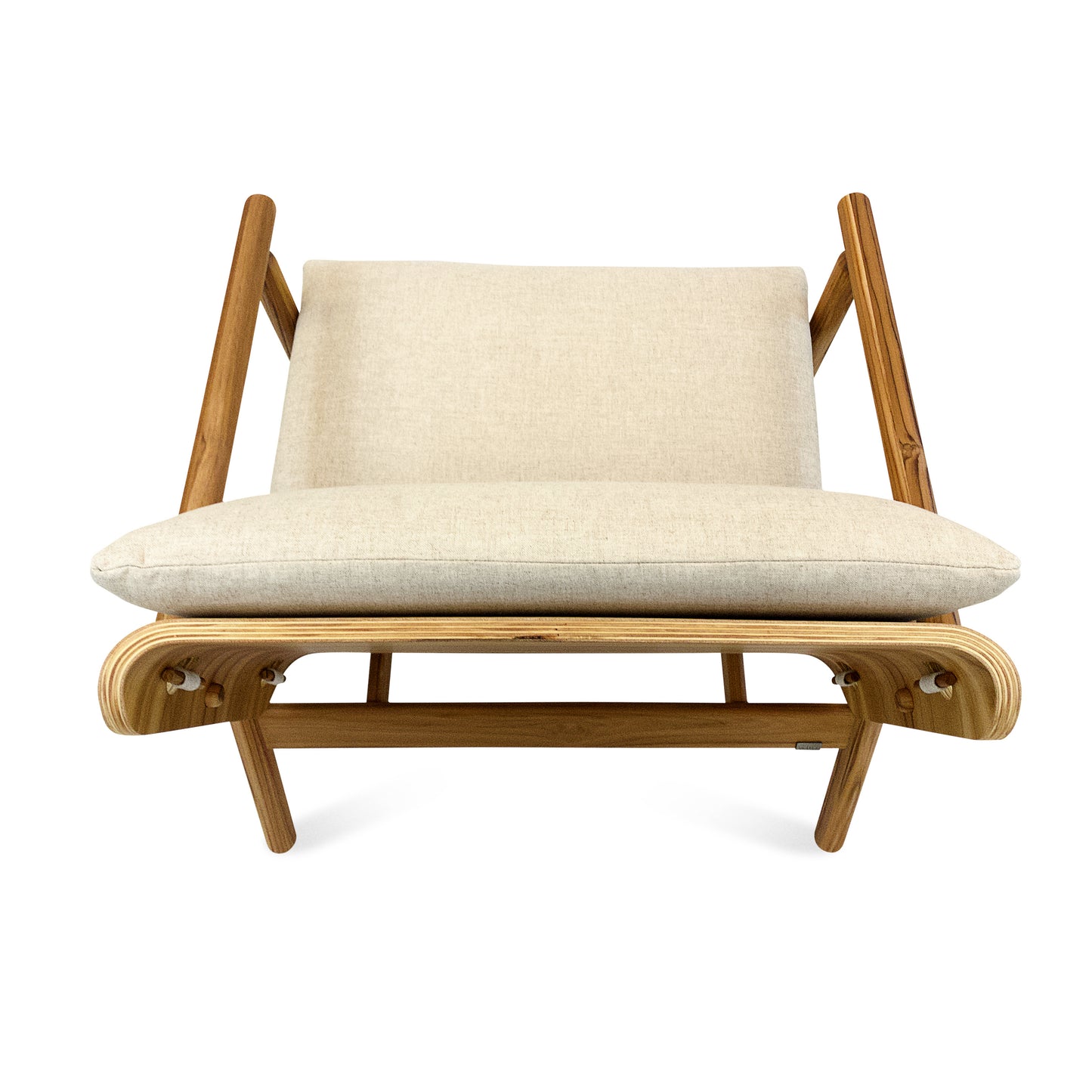 TAI Armchair in Teak and Oatmeal fabric