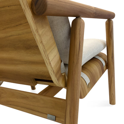 TAI Armchair in Teak and Oatmeal fabric