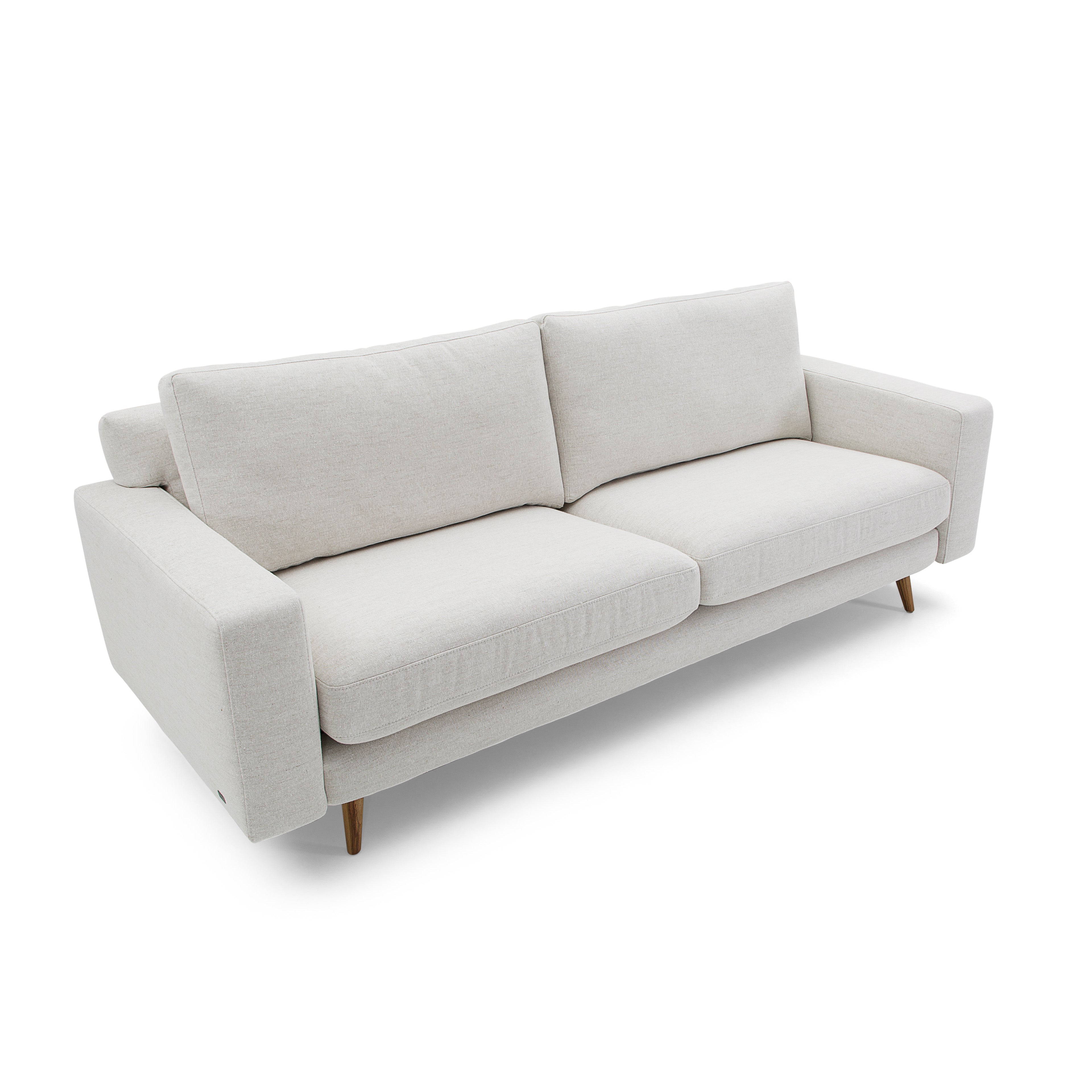 BELT 3 Seats Sofa in Teak and Light Beige fabric