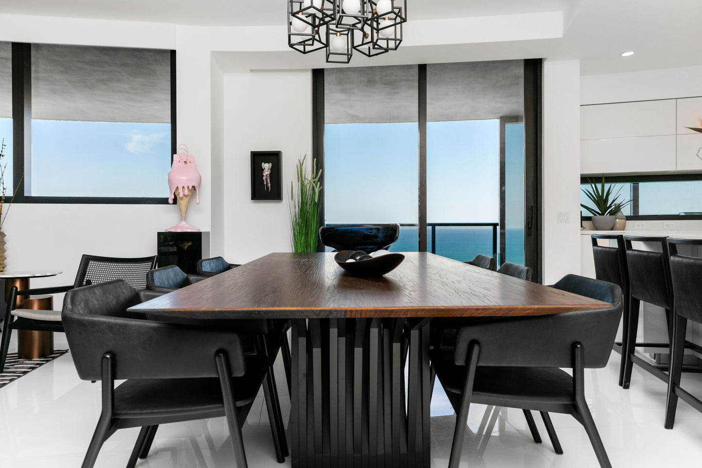 RADI Dining Table in Black and Dark Oak 98"