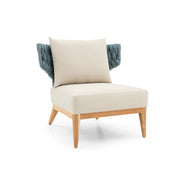 BELUGA Outdoor Armchair in Teak and Beige Fabric