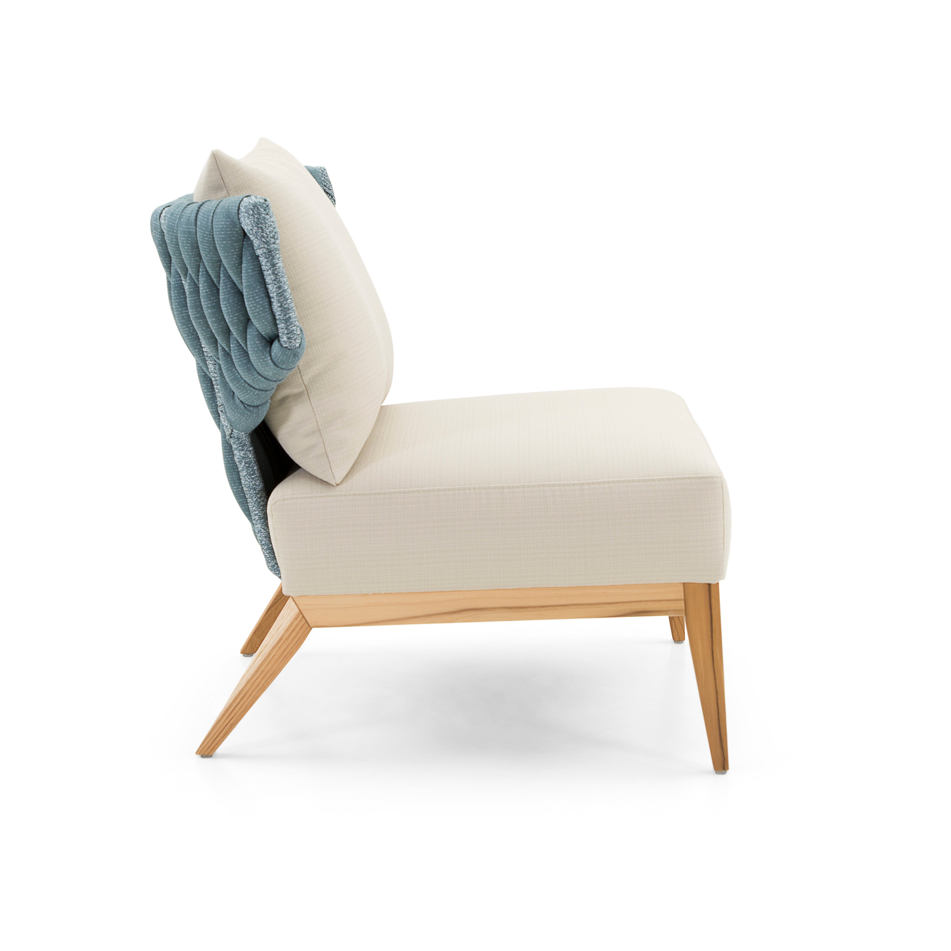 BELUGA Outdoor Armchair in Teak and Beige Fabric