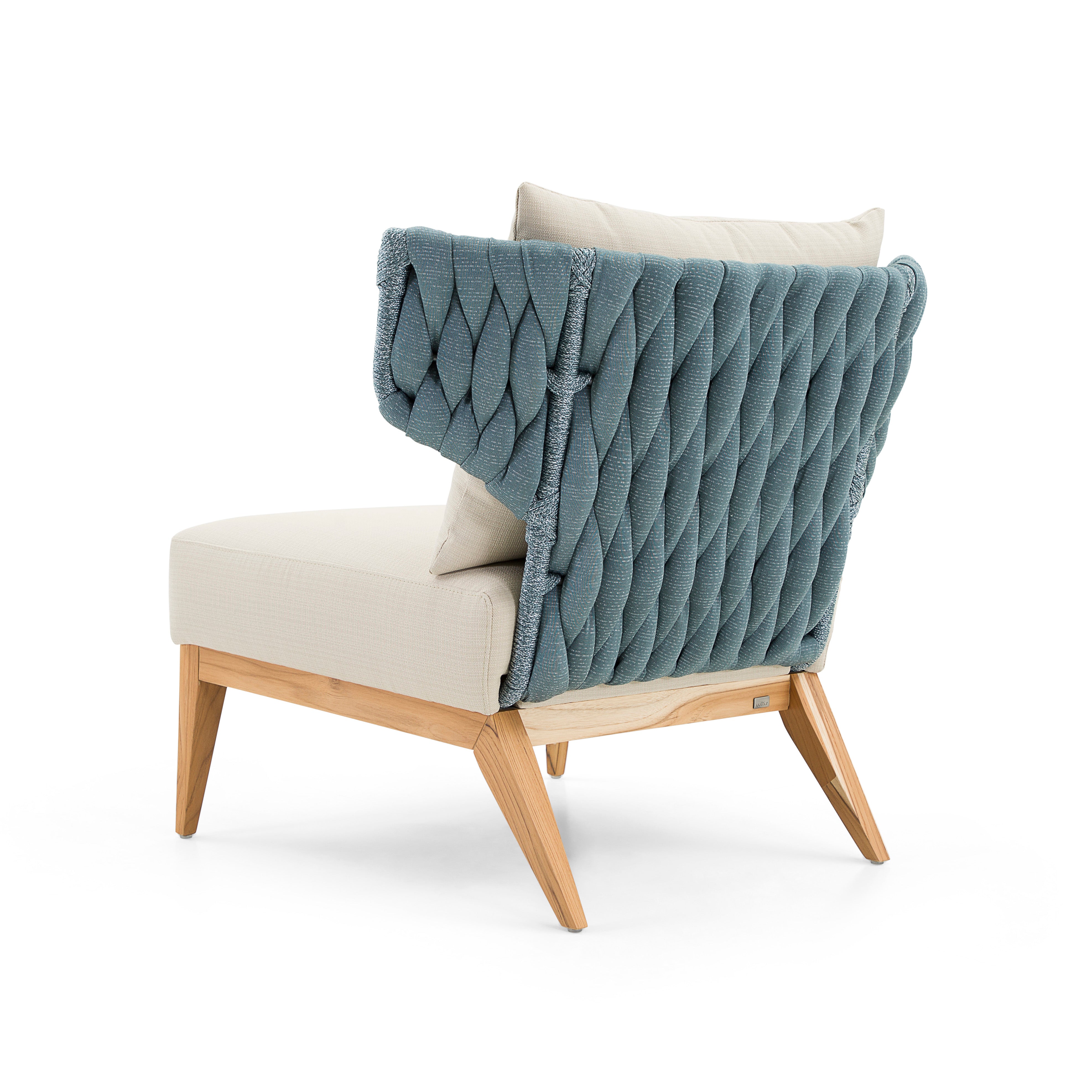 BELUGA Outdoor Armchair in Teak and Beige Fabric