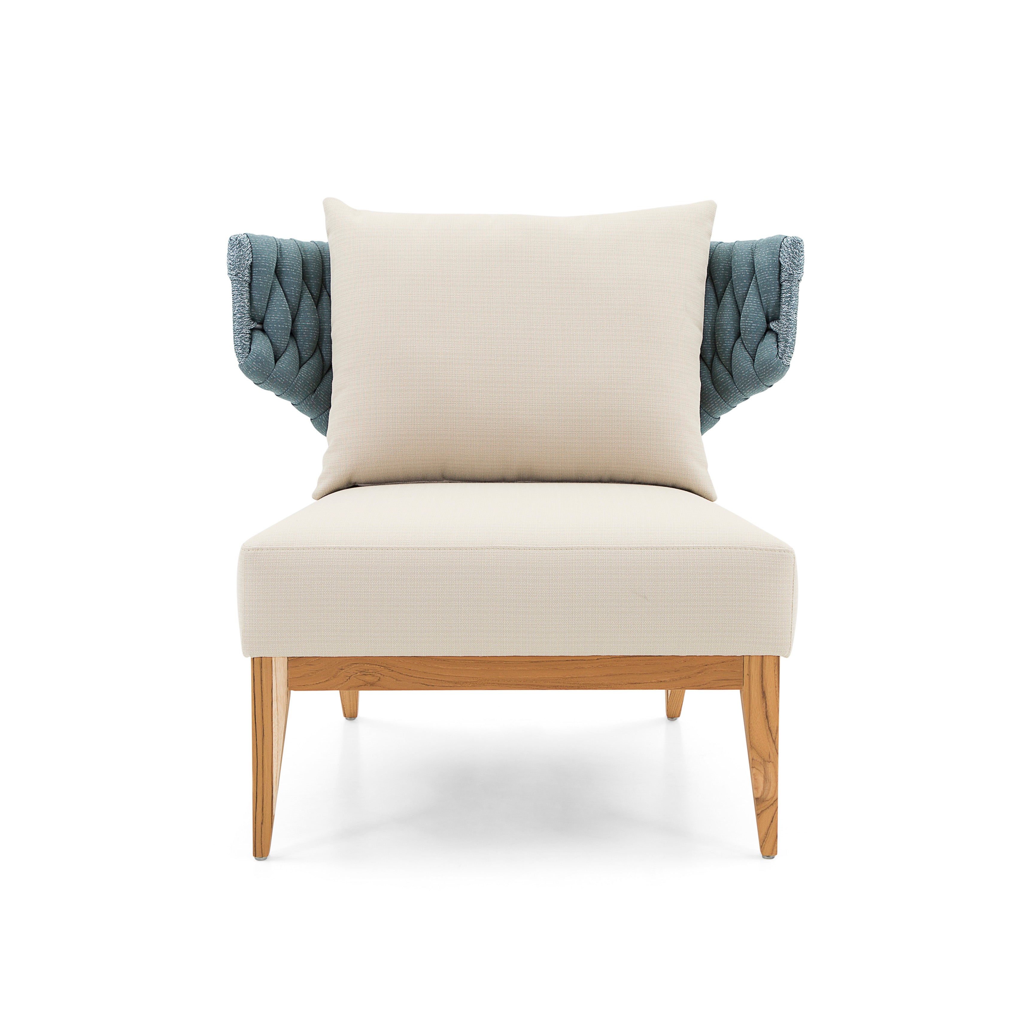 BELUGA Outdoor Armchair in Teak and Beige Fabric