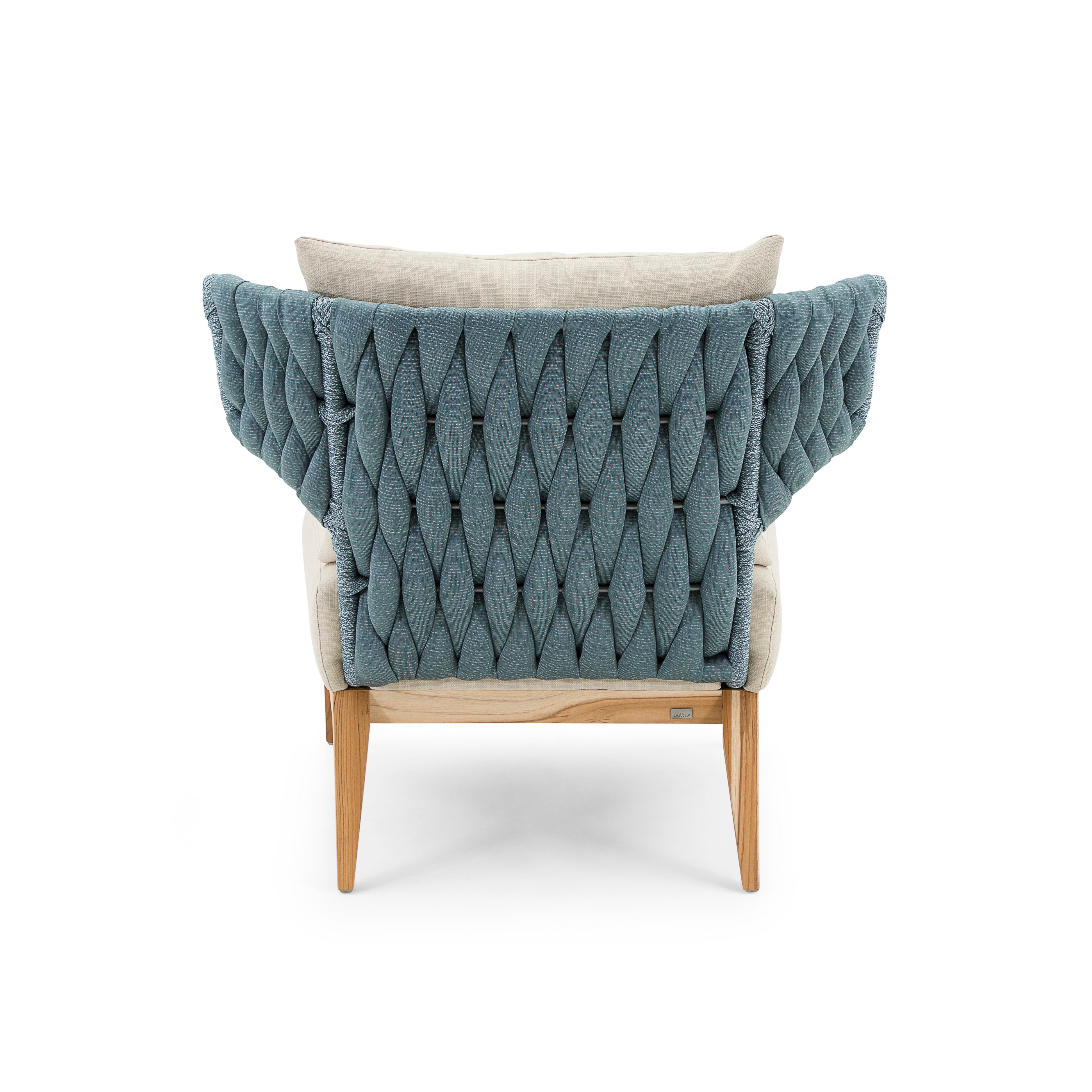 BELUGA Outdoor Armchair in Teak and Beige Fabric