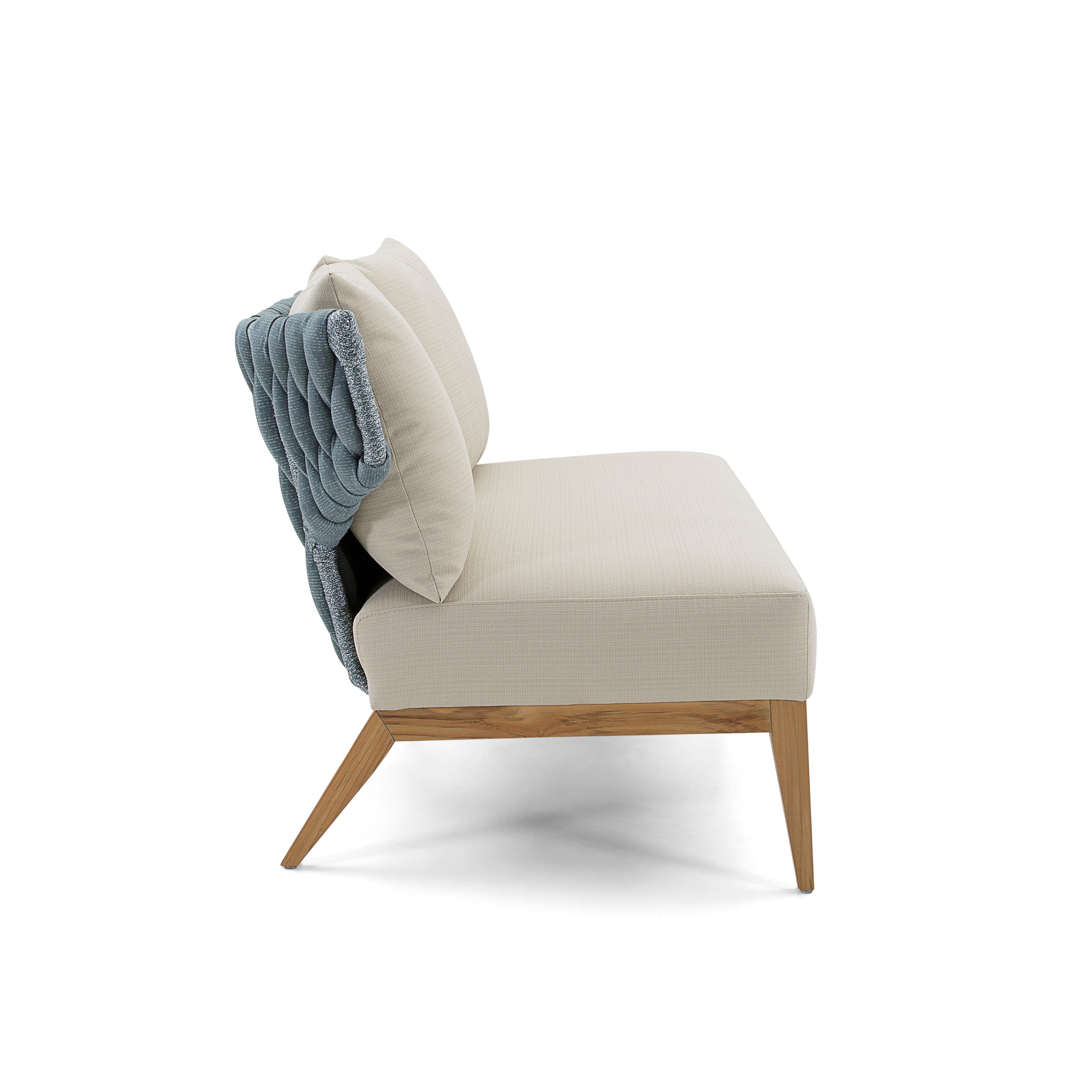 BELUGA Outdoor Loveseat in Teak and Beige Fabric