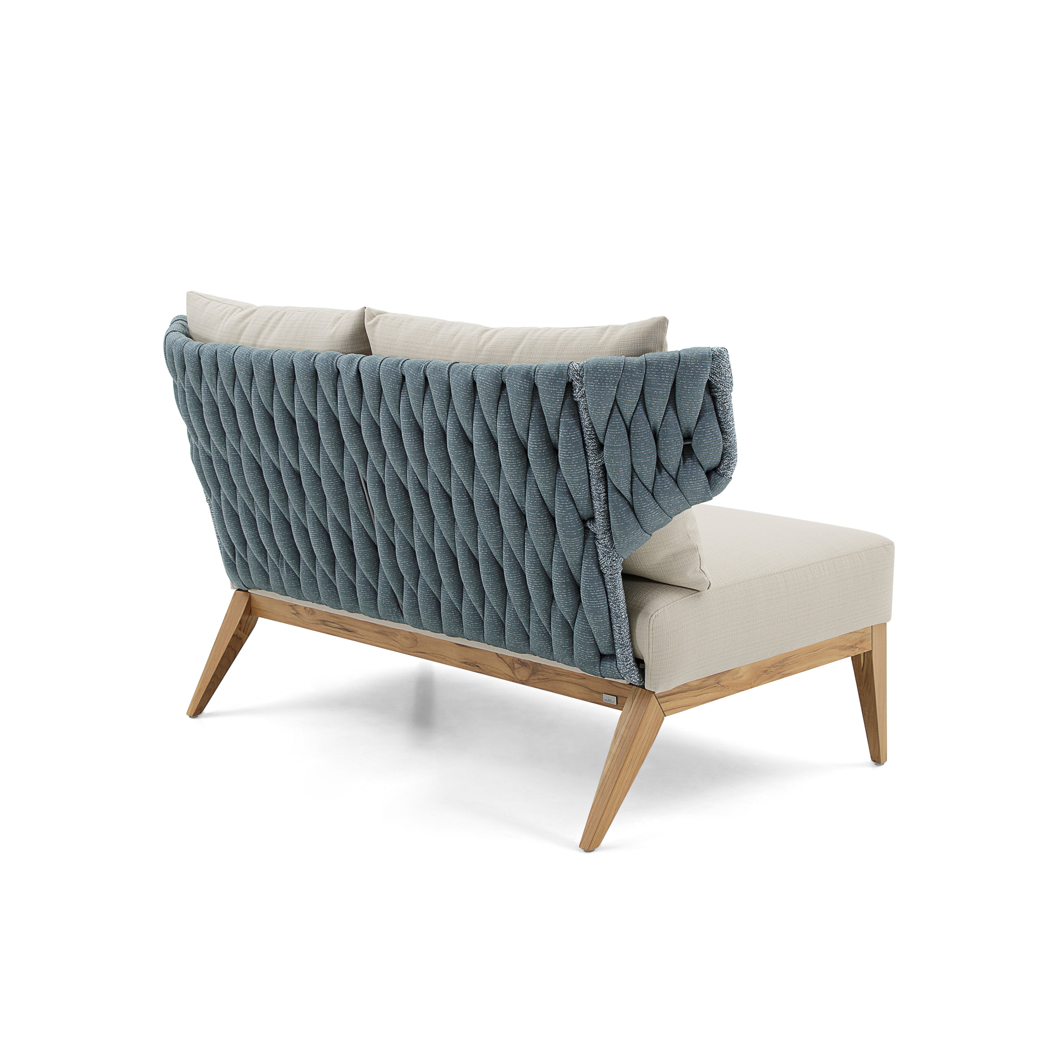 BELUGA Outdoor Loveseat in Teak and Beige Fabric