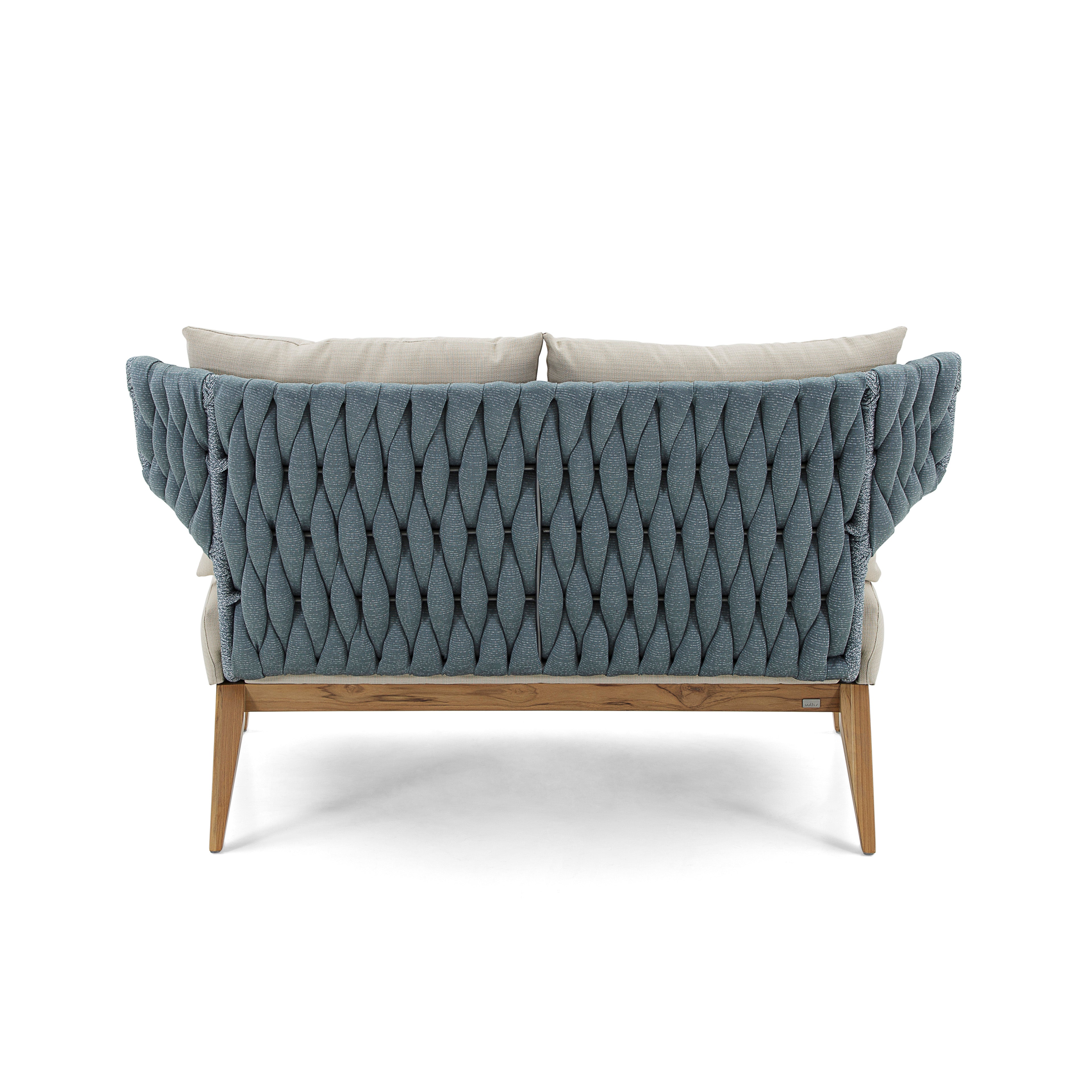 BELUGA Outdoor Loveseat in Teak and Beige Fabric