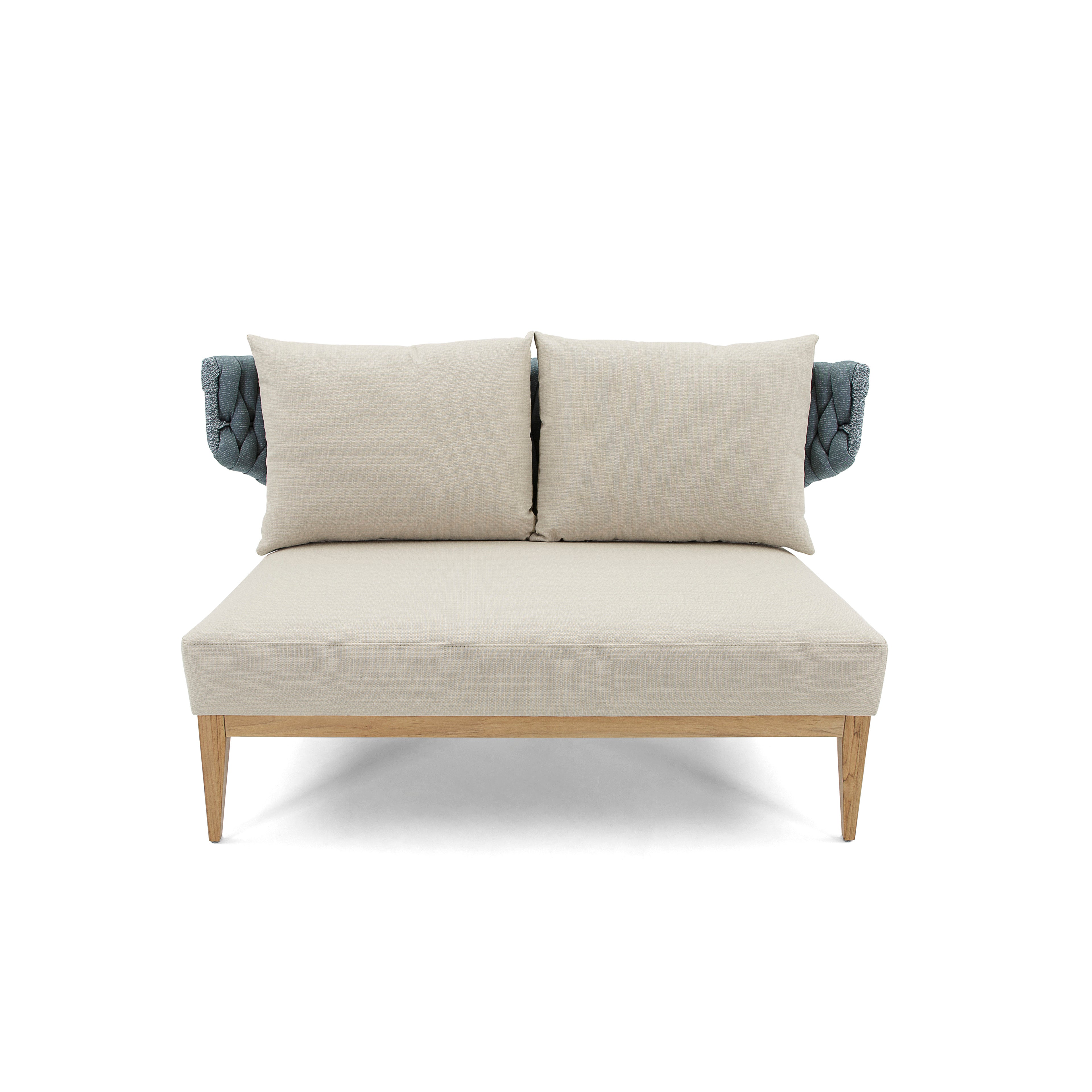 BELUGA Outdoor Loveseat in Teak and Beige Fabric